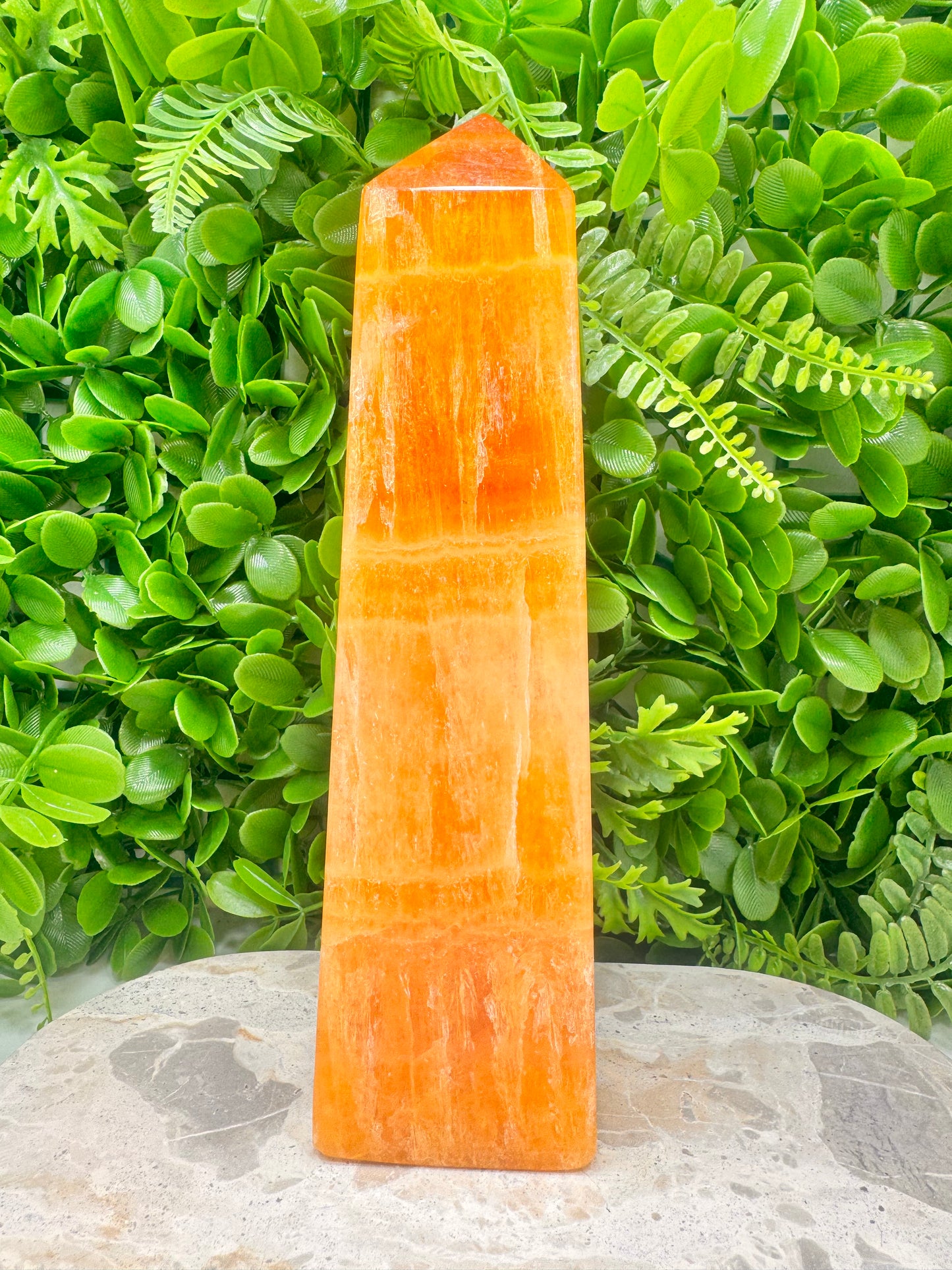 Crystallised Orange Calcite Tower 1898g