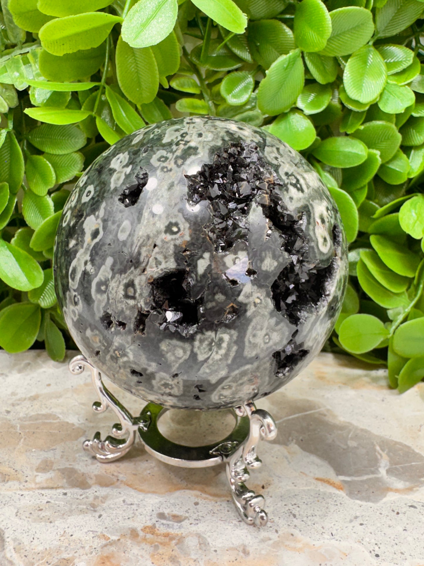 Bubble Ocean Jasper Sphere 702g