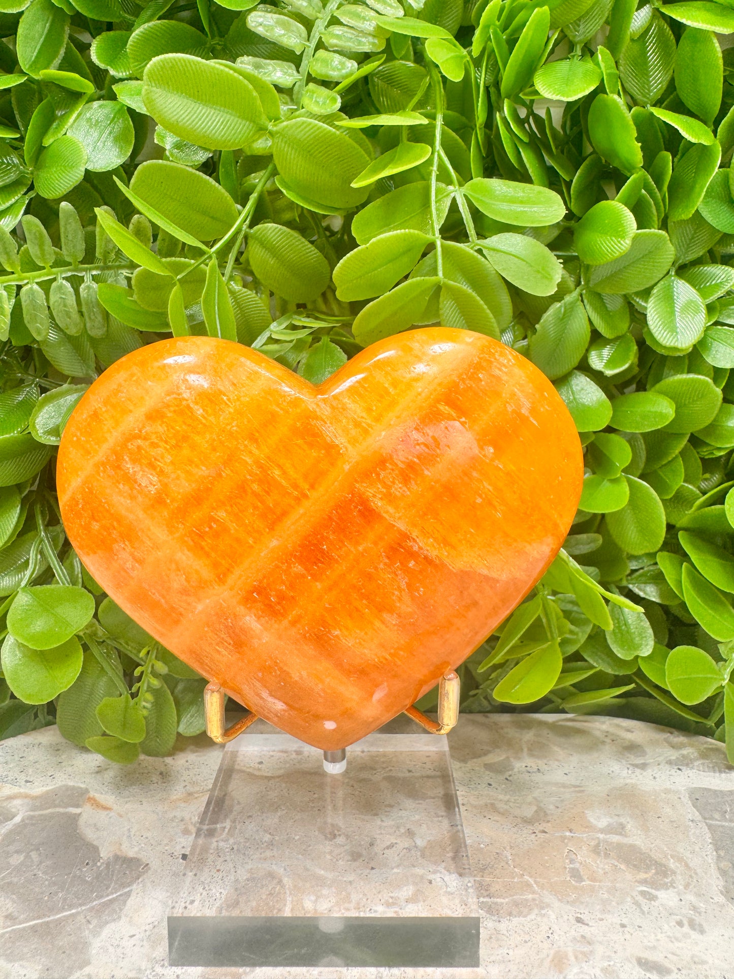 Crystalized Orange Calcite Heart 598g