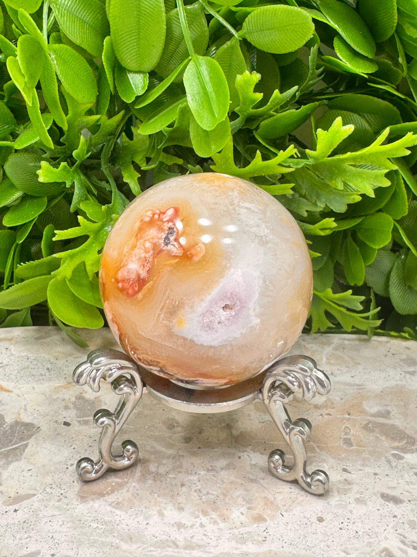 Flower Agate Sphere 278g