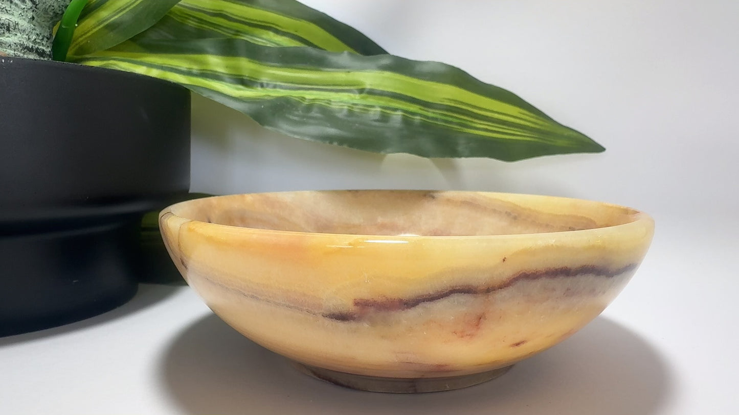 Peach Banded Calcite Bowl 464g