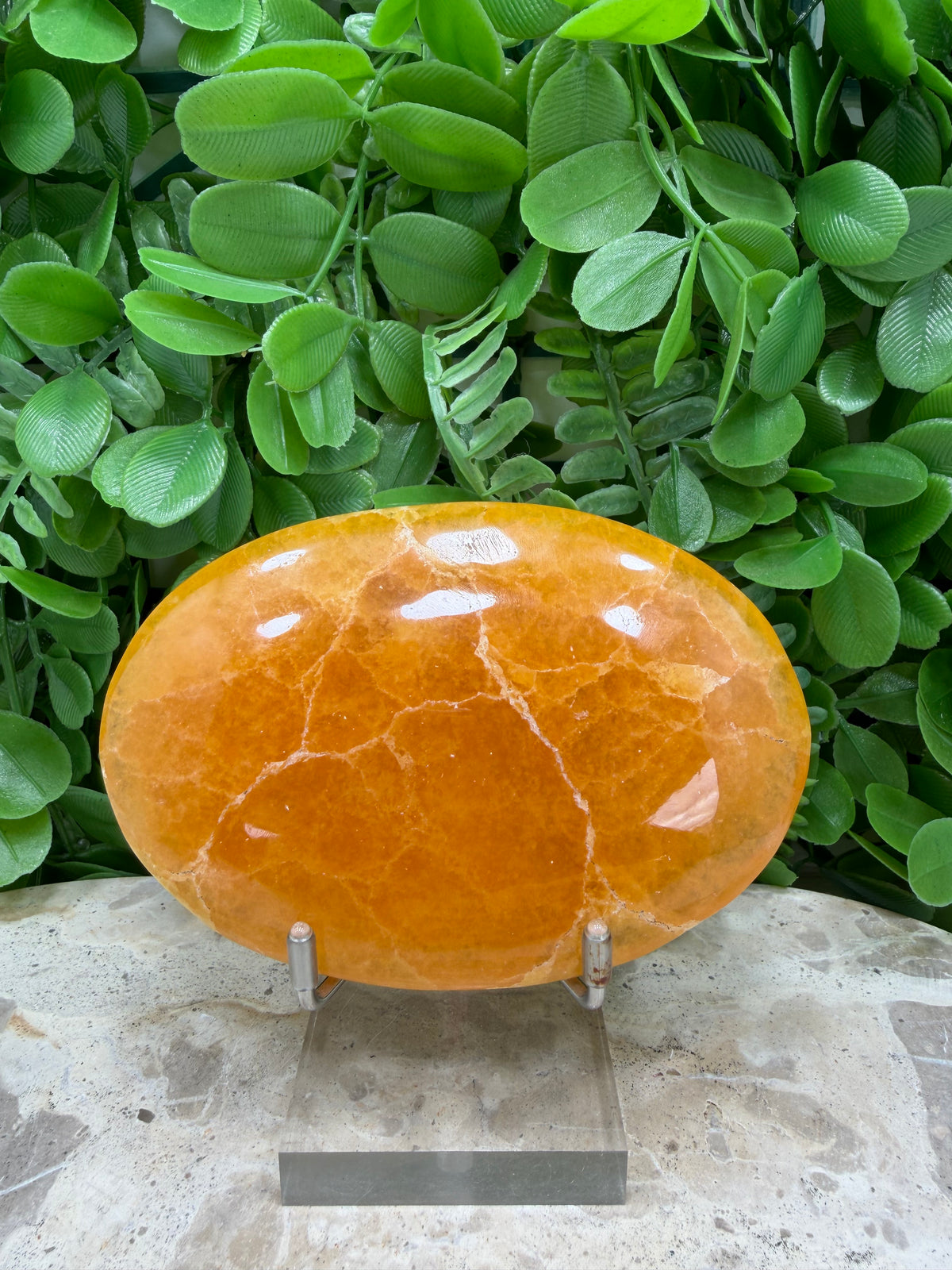 Crystallised Orange Calcite Palm Stone | Energy • Joy • Creativity