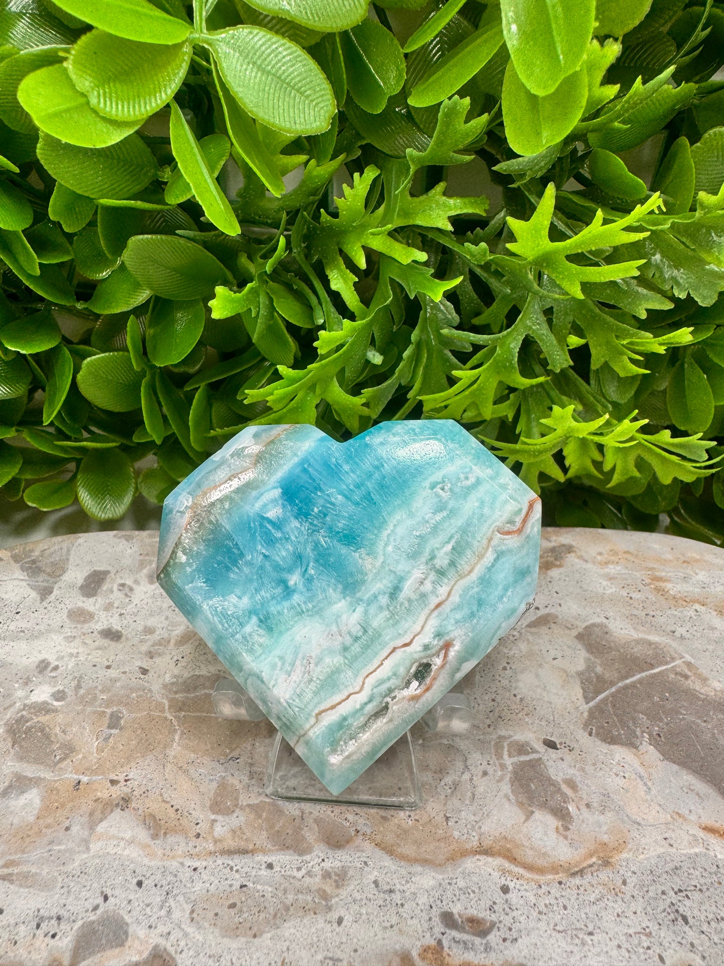 Blue Aragonite Faceted Heart 160g