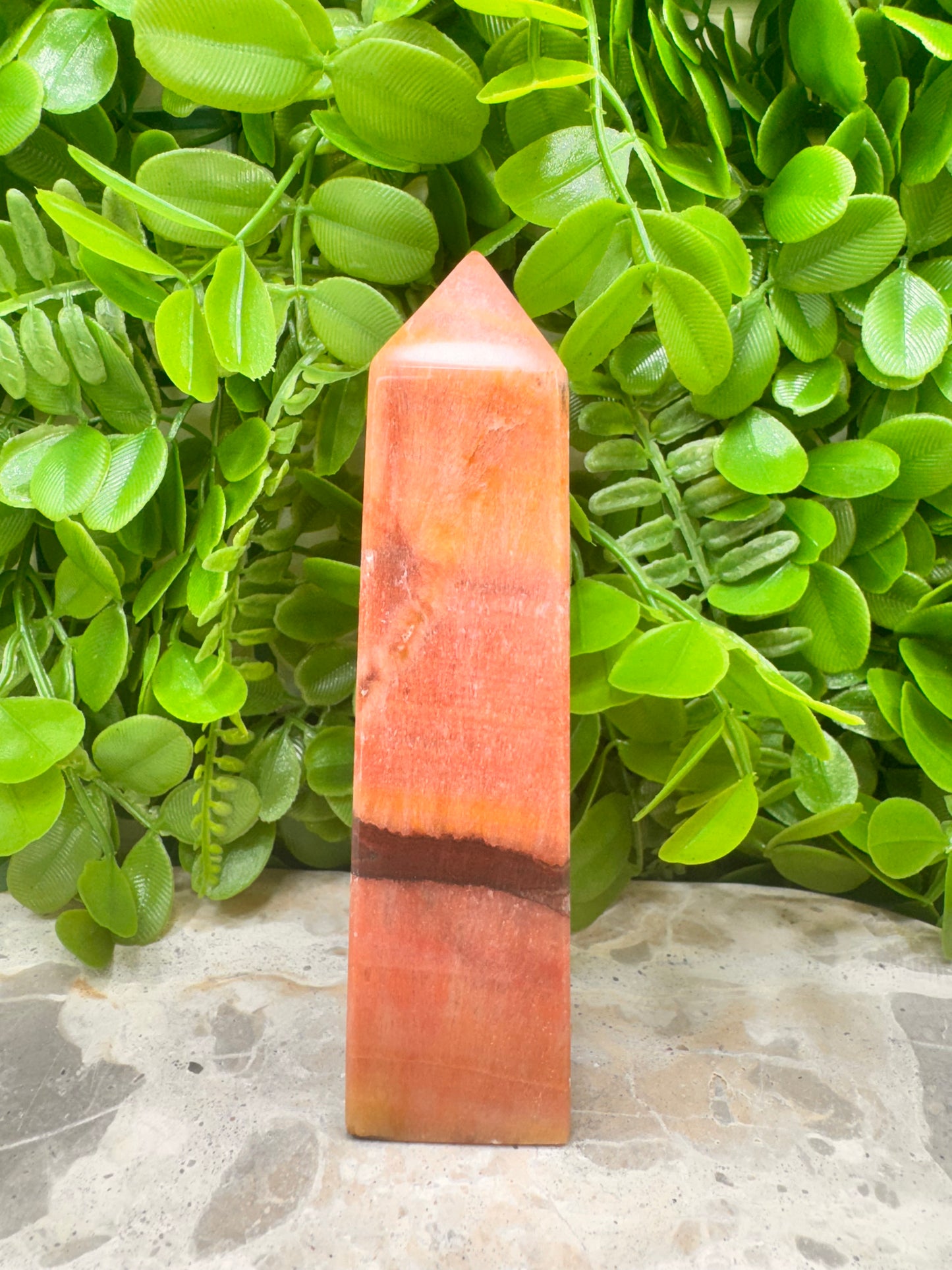 Peach Banded Calcite Tower 358g