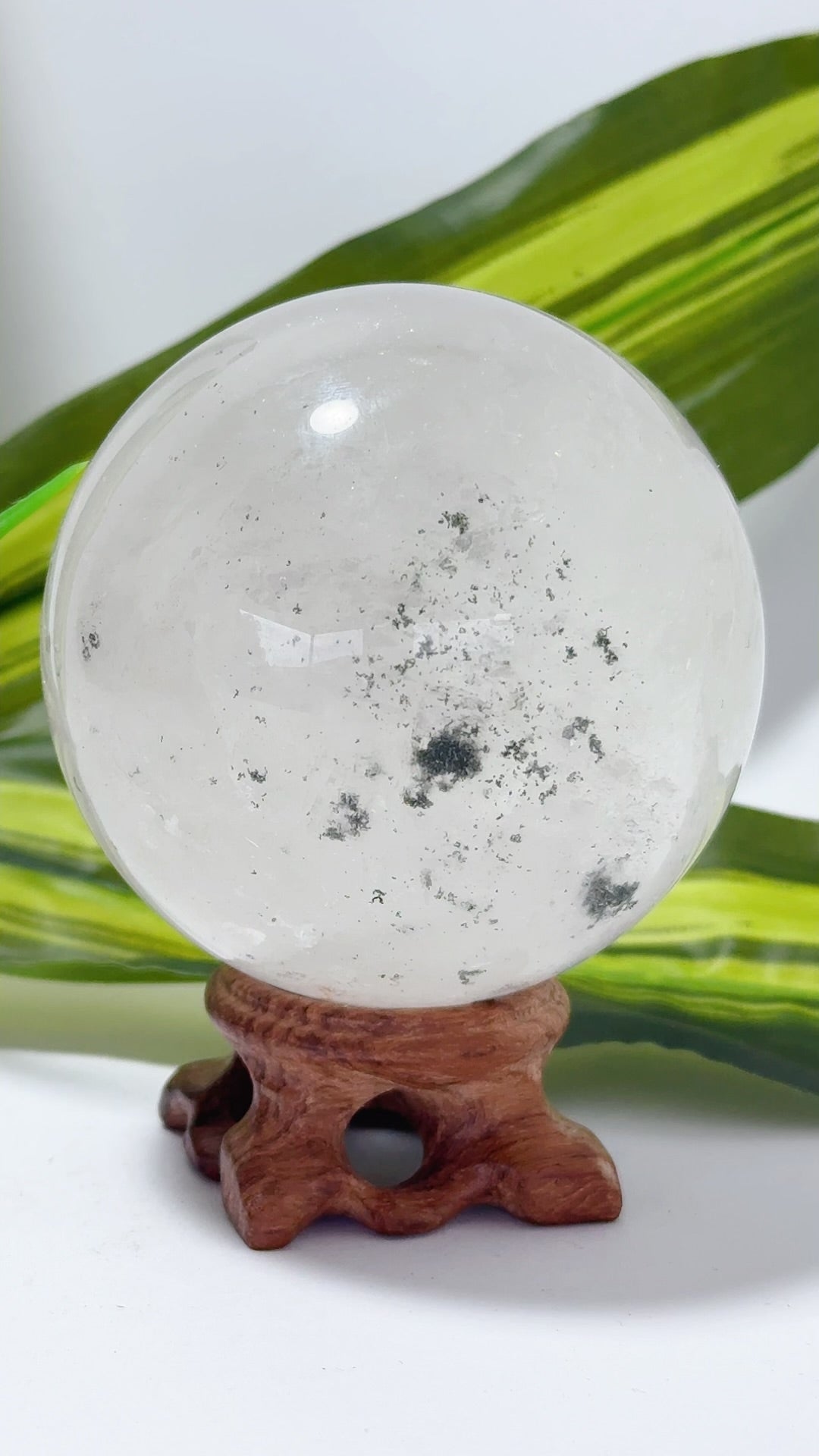 Clear Quartz with Garden Quartz Sphere 608g