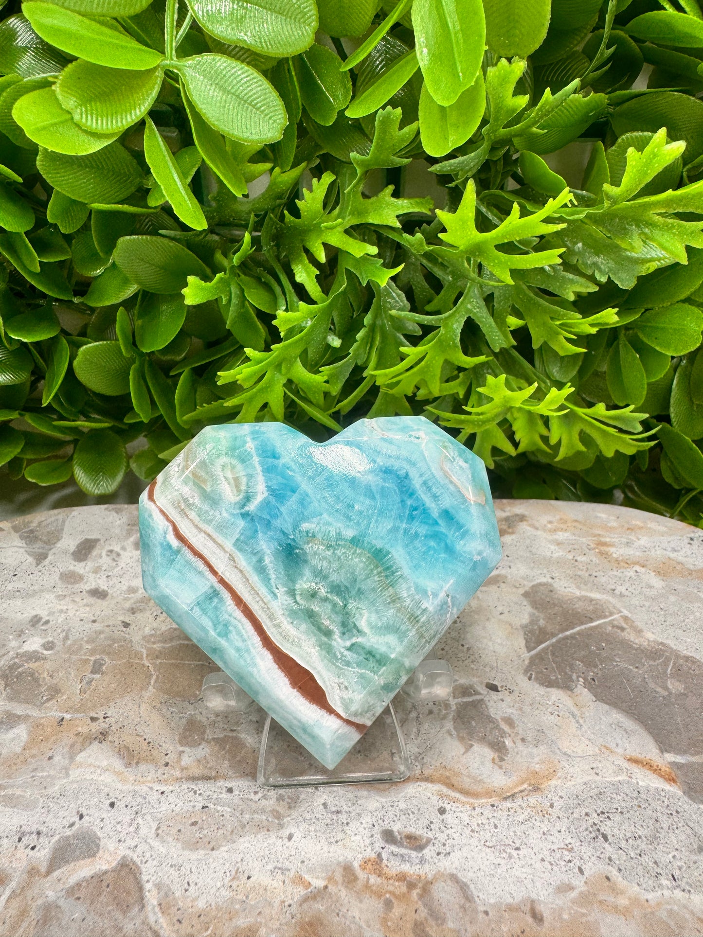 Blue Aragonite Faceted Heart 162g
