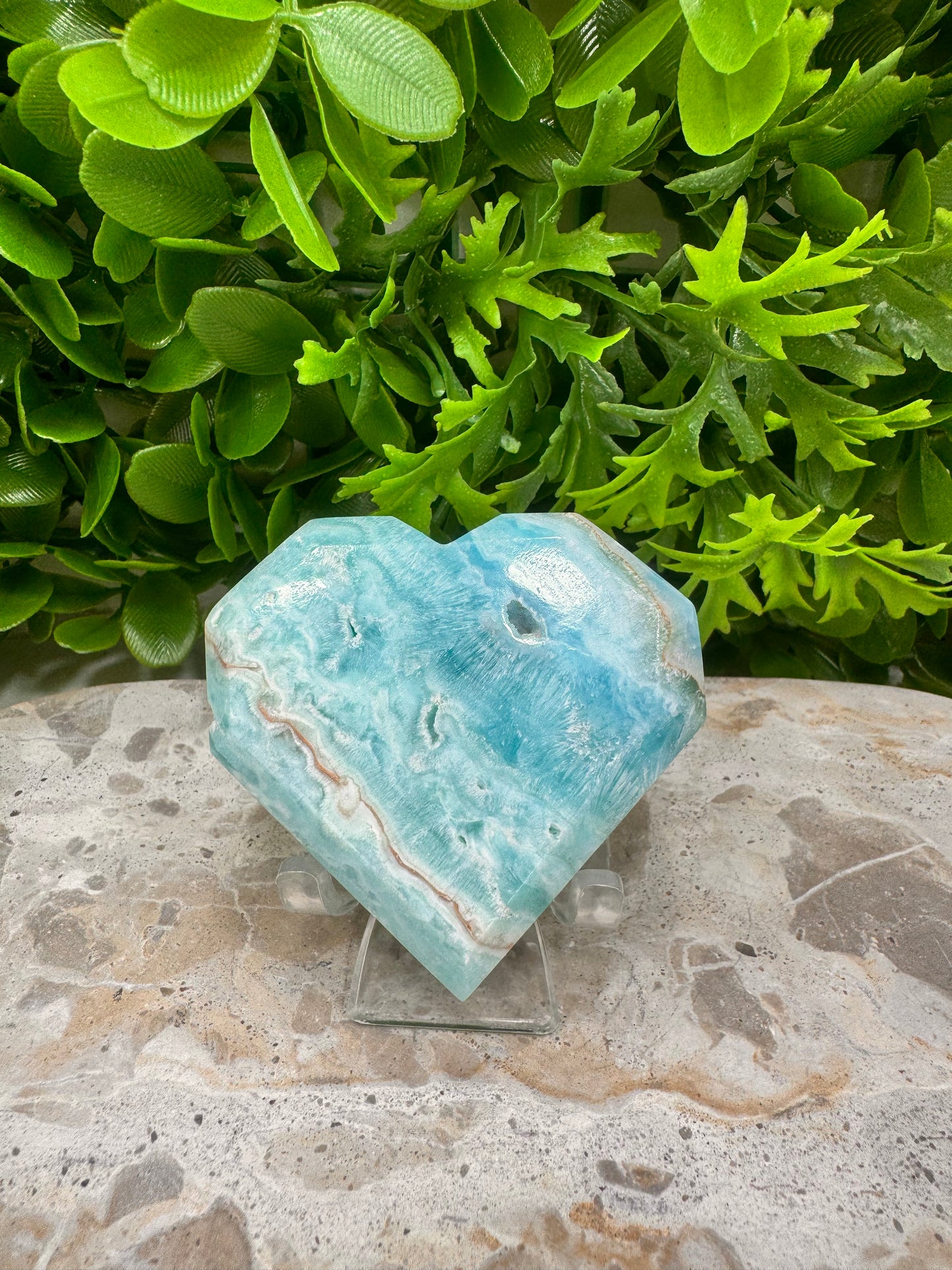 Blue Aragonite Faceted Heart 160g