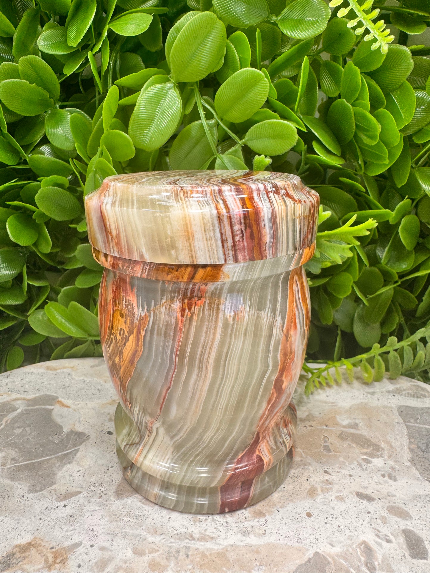 Green Banded Onyx Jar with lid 2 pce 570g