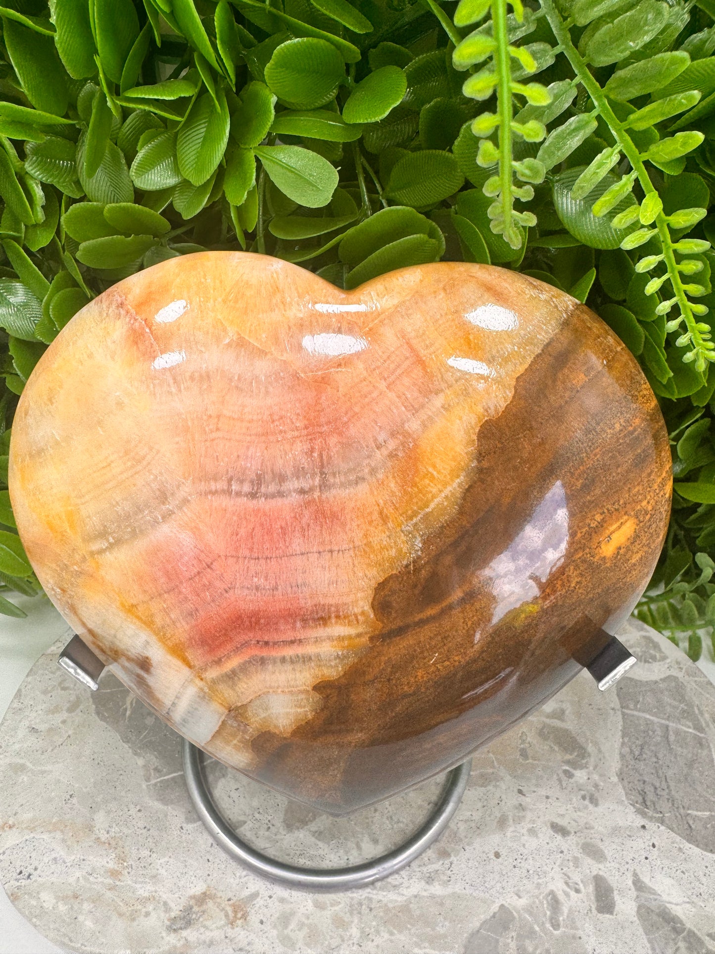 Peach Banded Calcite Heart 1192g