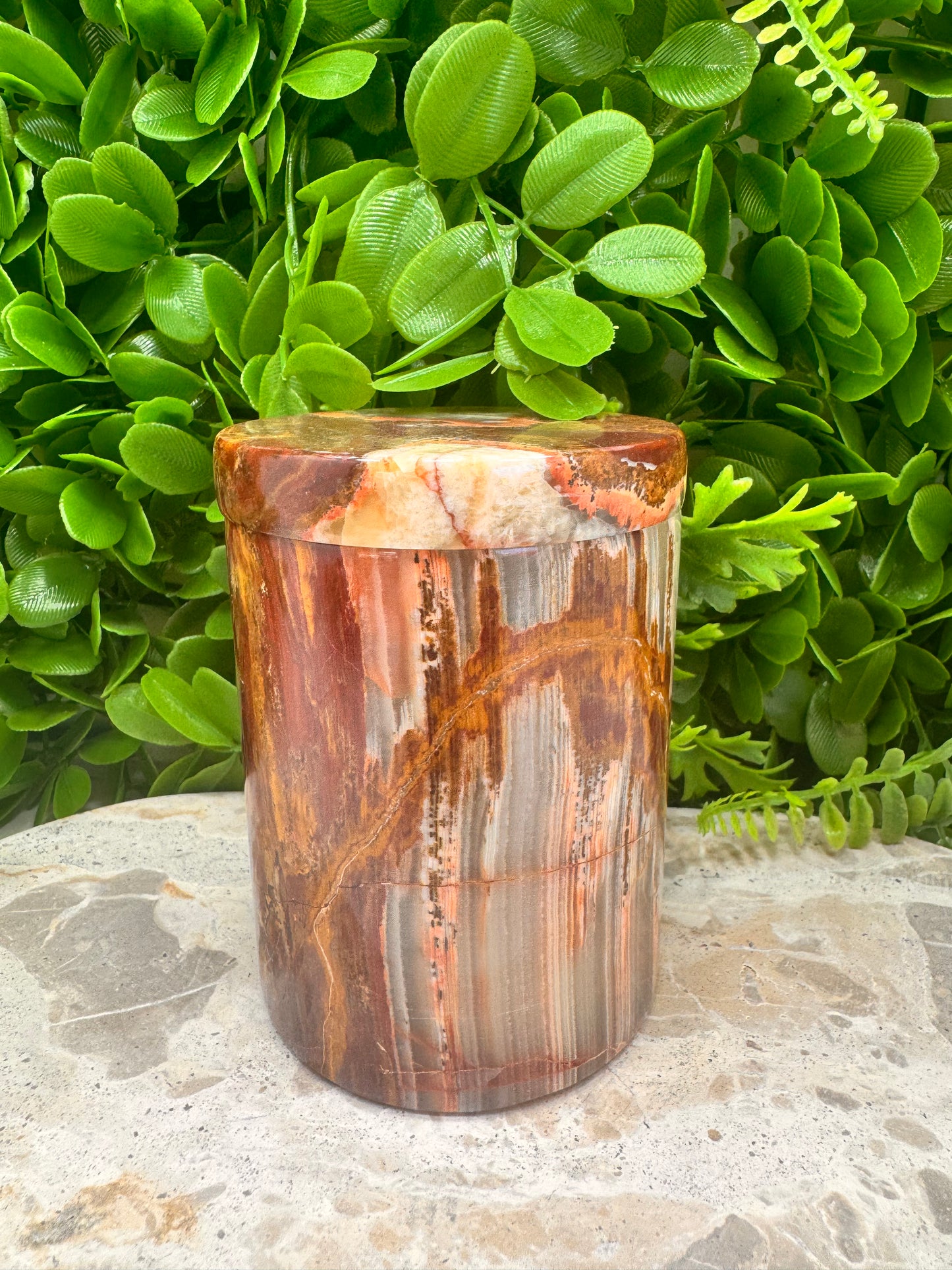Green Banded Onyx Jar with lid 2 pce 550g