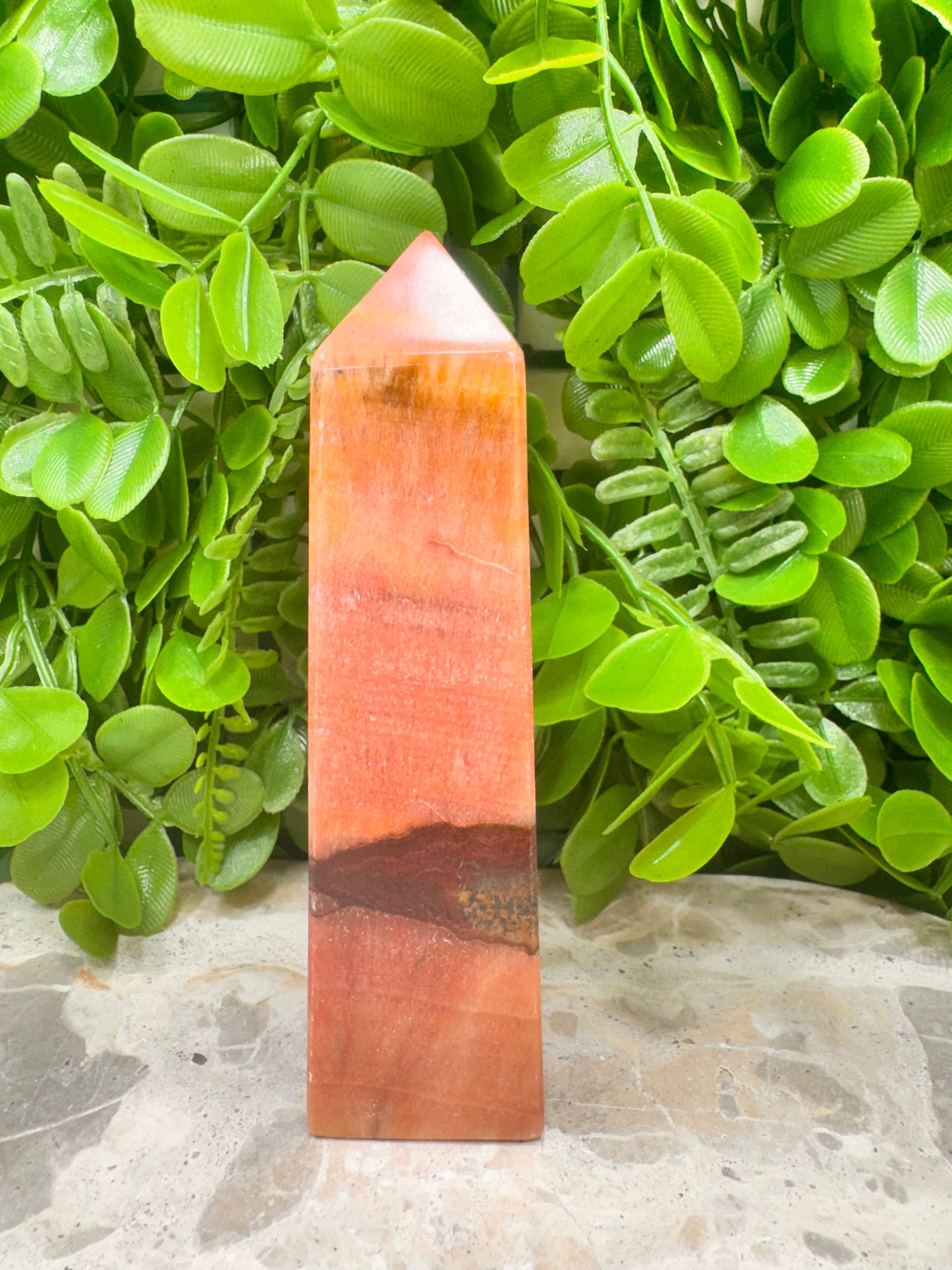 Peach Banded Calcite Tower 358g