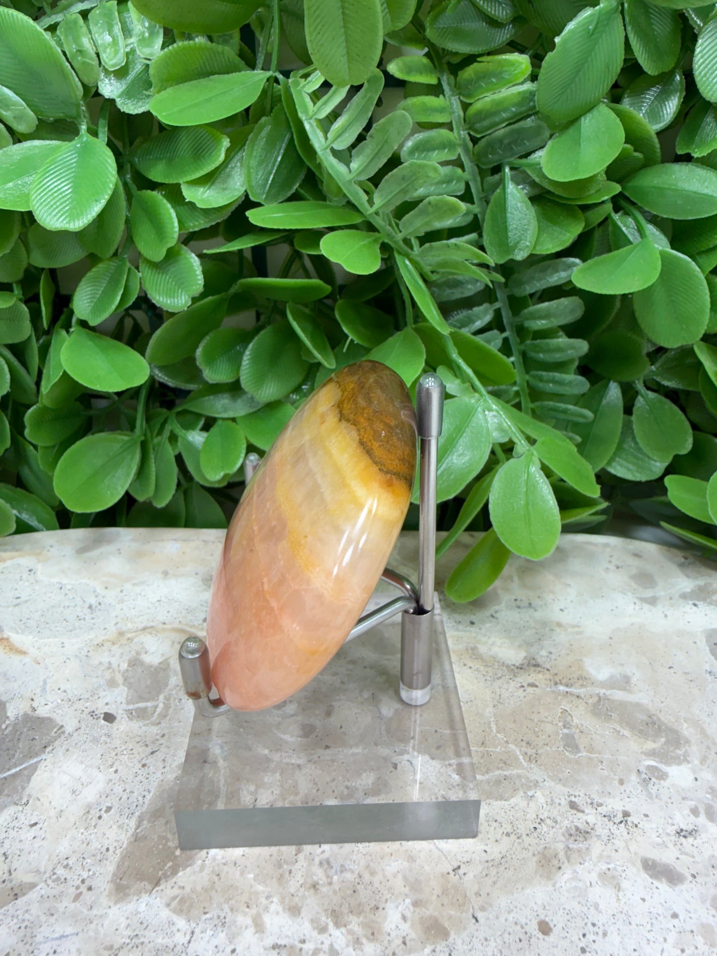 Peach Banded Calcite Palm 114g