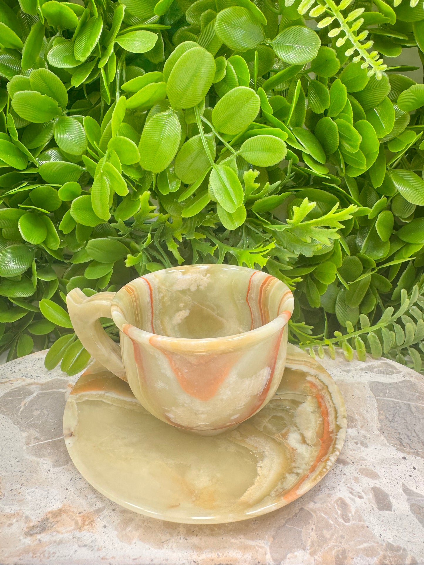 Green Banded Onyx Tea Set 2pce 398g