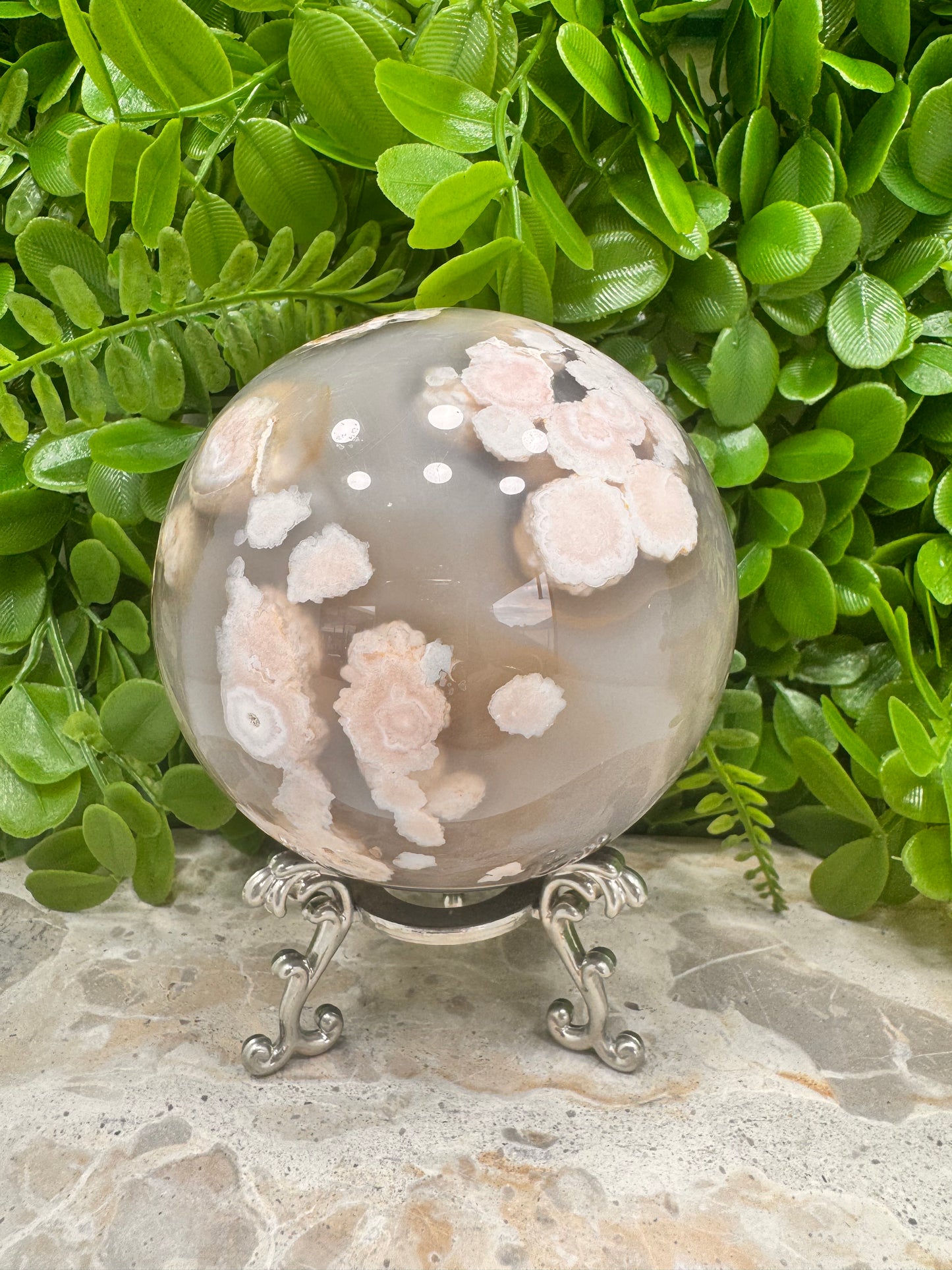 Flower Agate Sphere 1314g