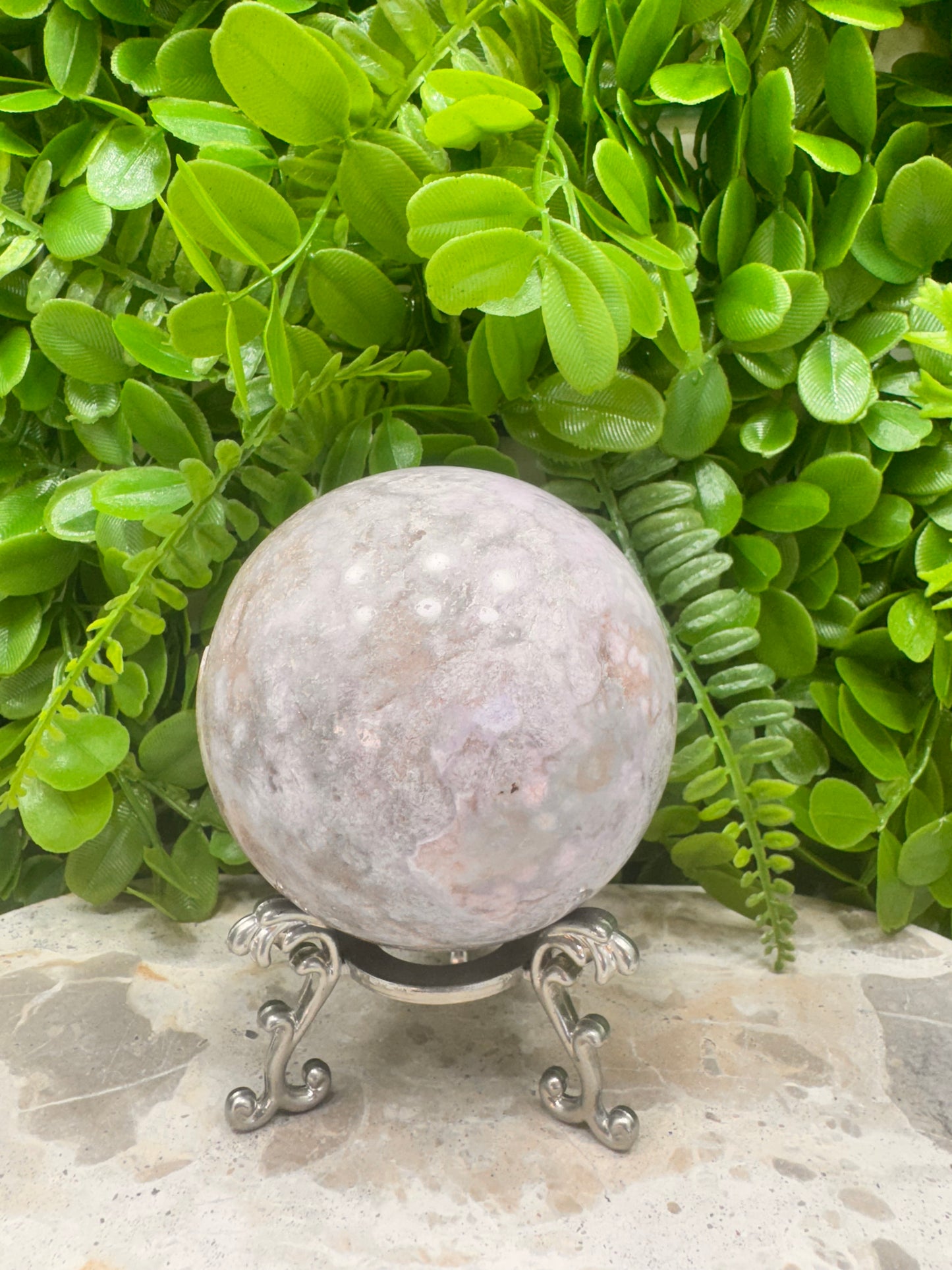 Pink Druzy Agate Sphere 738g