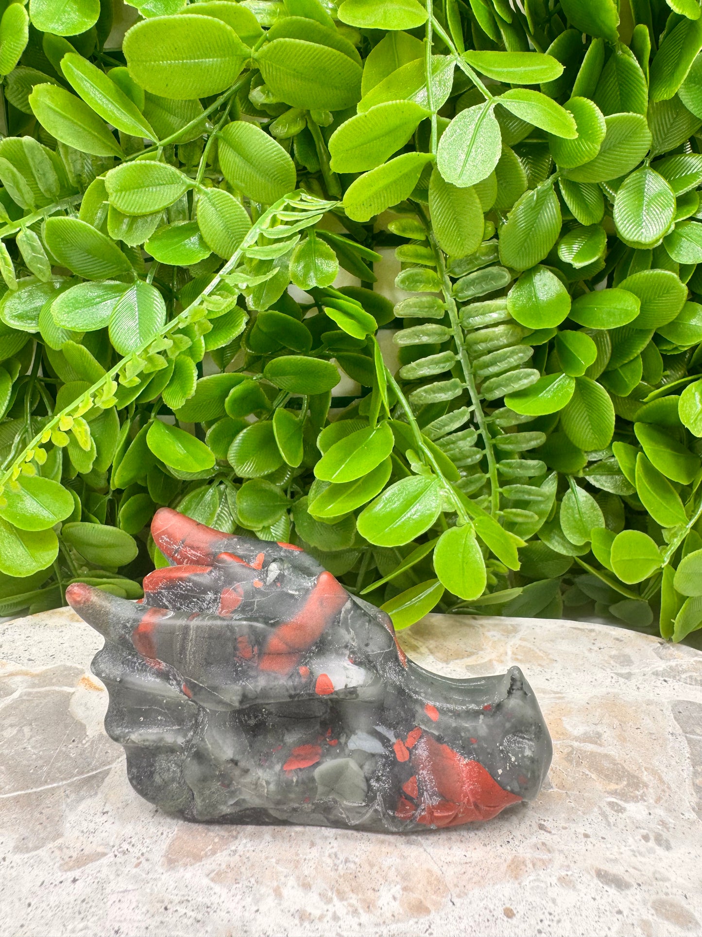 African Dragon Blood Stone Skull 268g