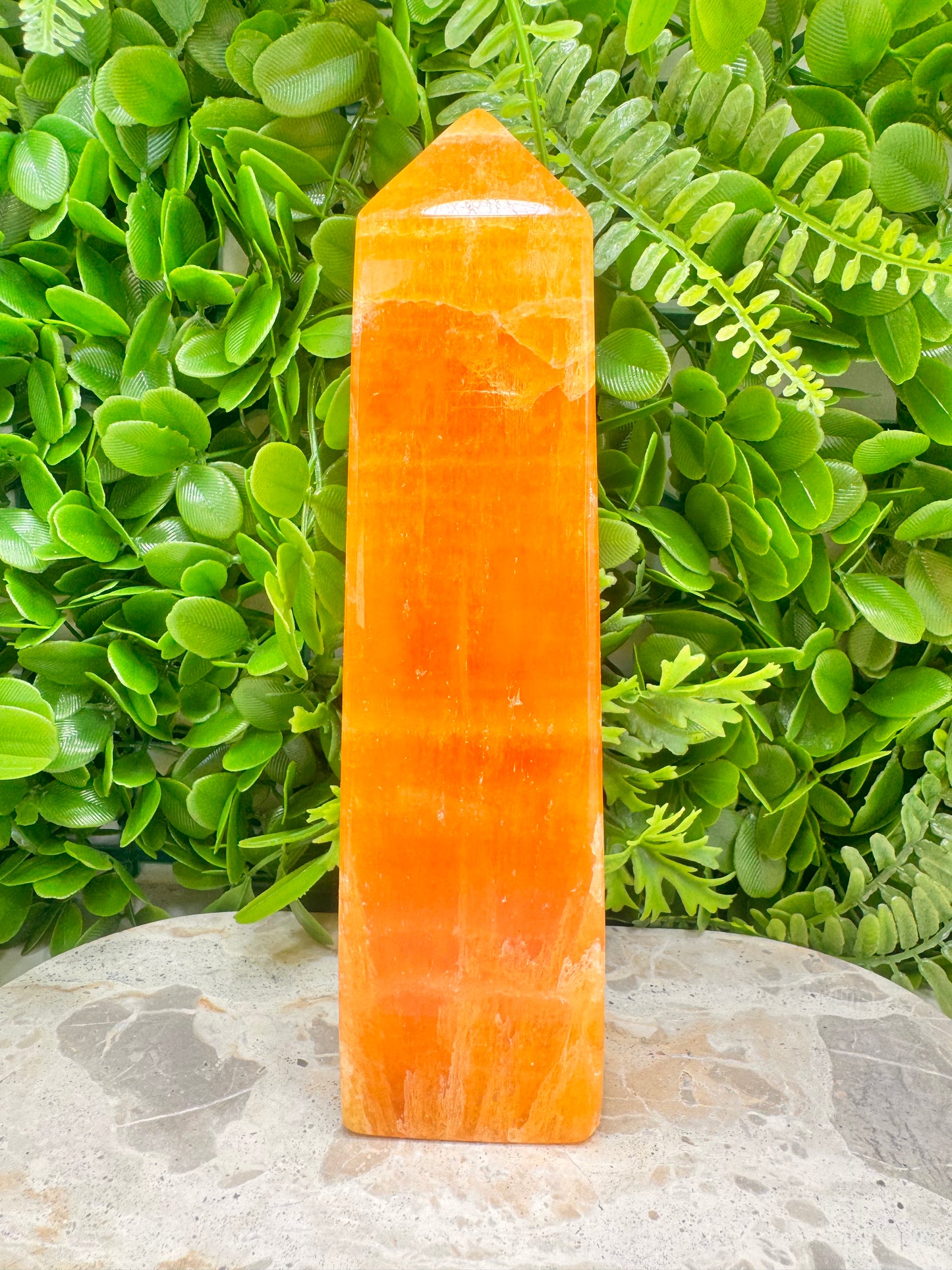 Crystalised Orange Calcite Tower 1368g