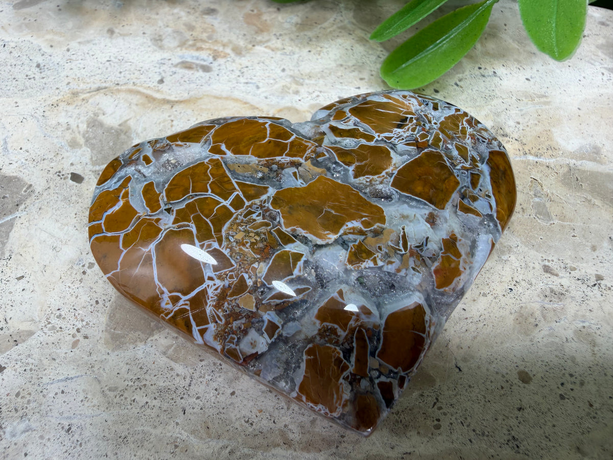 Brecciated Drusy Agate Heart | Strength • Grounding • Stability