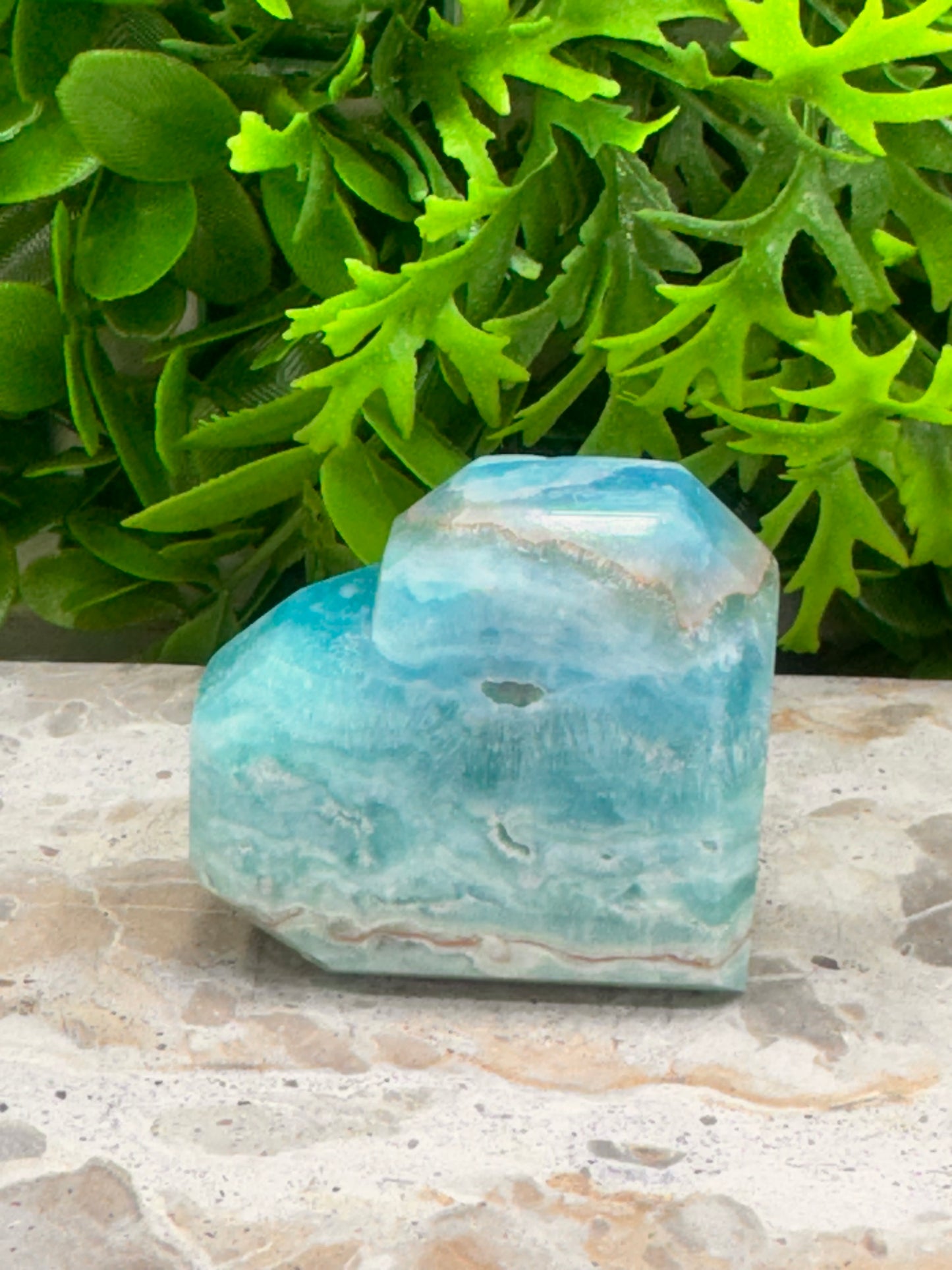 Blue Aragonite Faceted Heart 160g