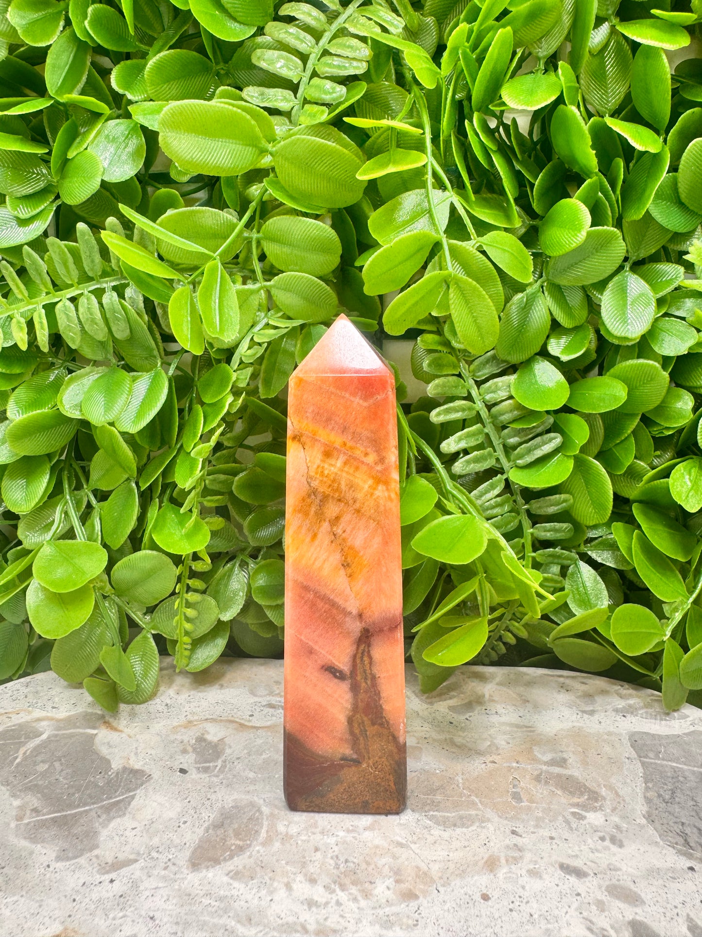 Peach Banded Calcite Tower 264g
