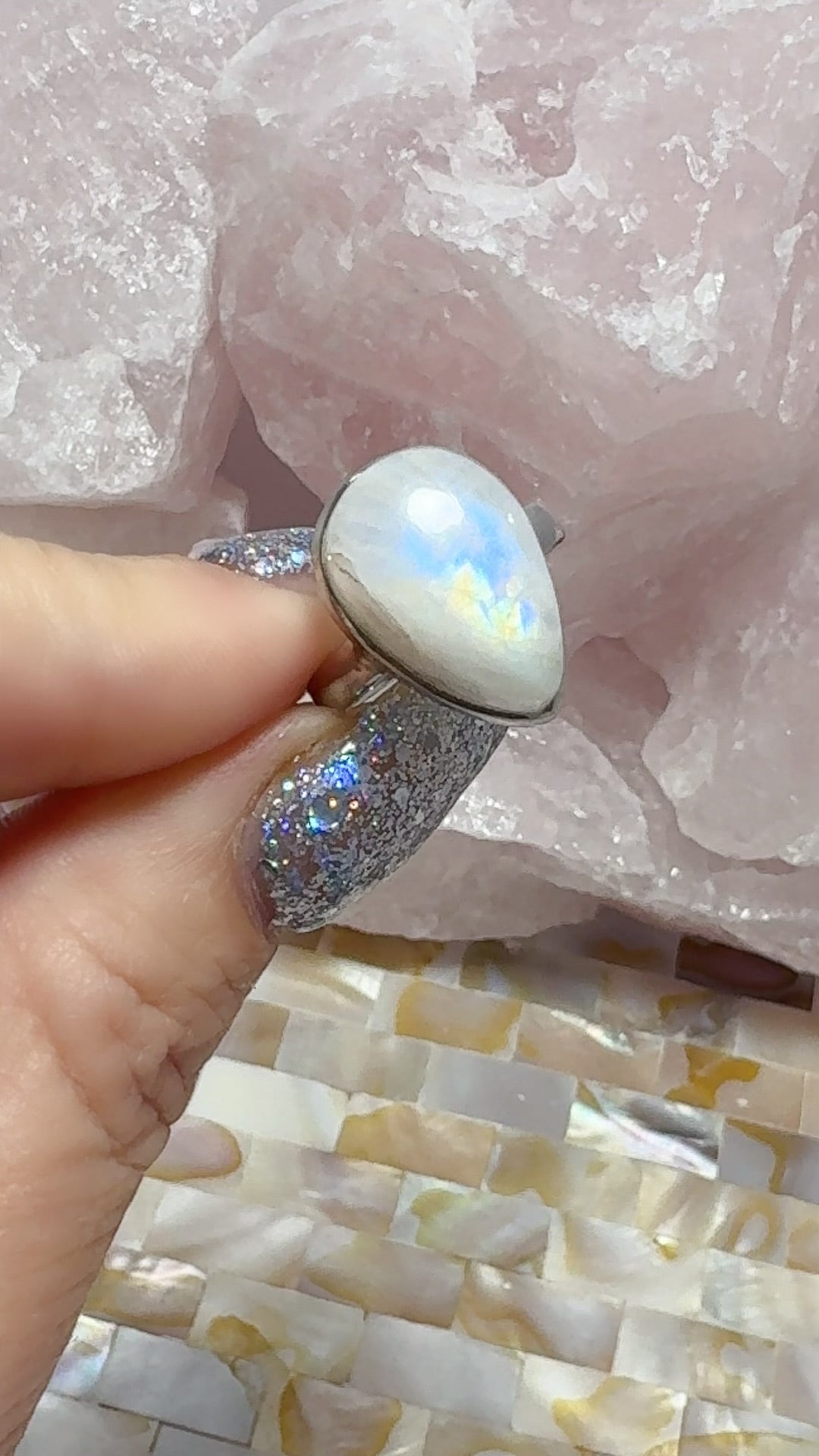 Moonstone Silver Ring Sz7 S925