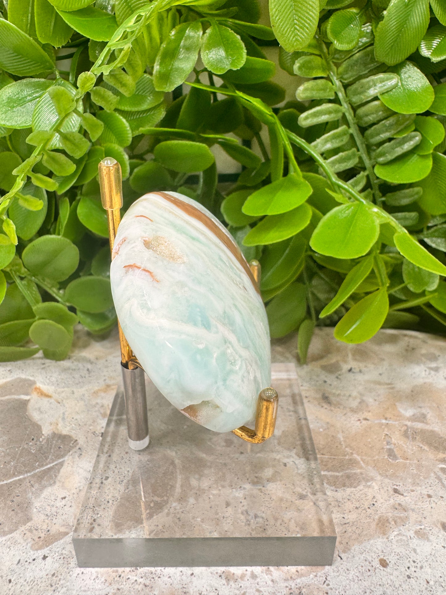 Blue Caribbean Calcite Palm Stone 126g