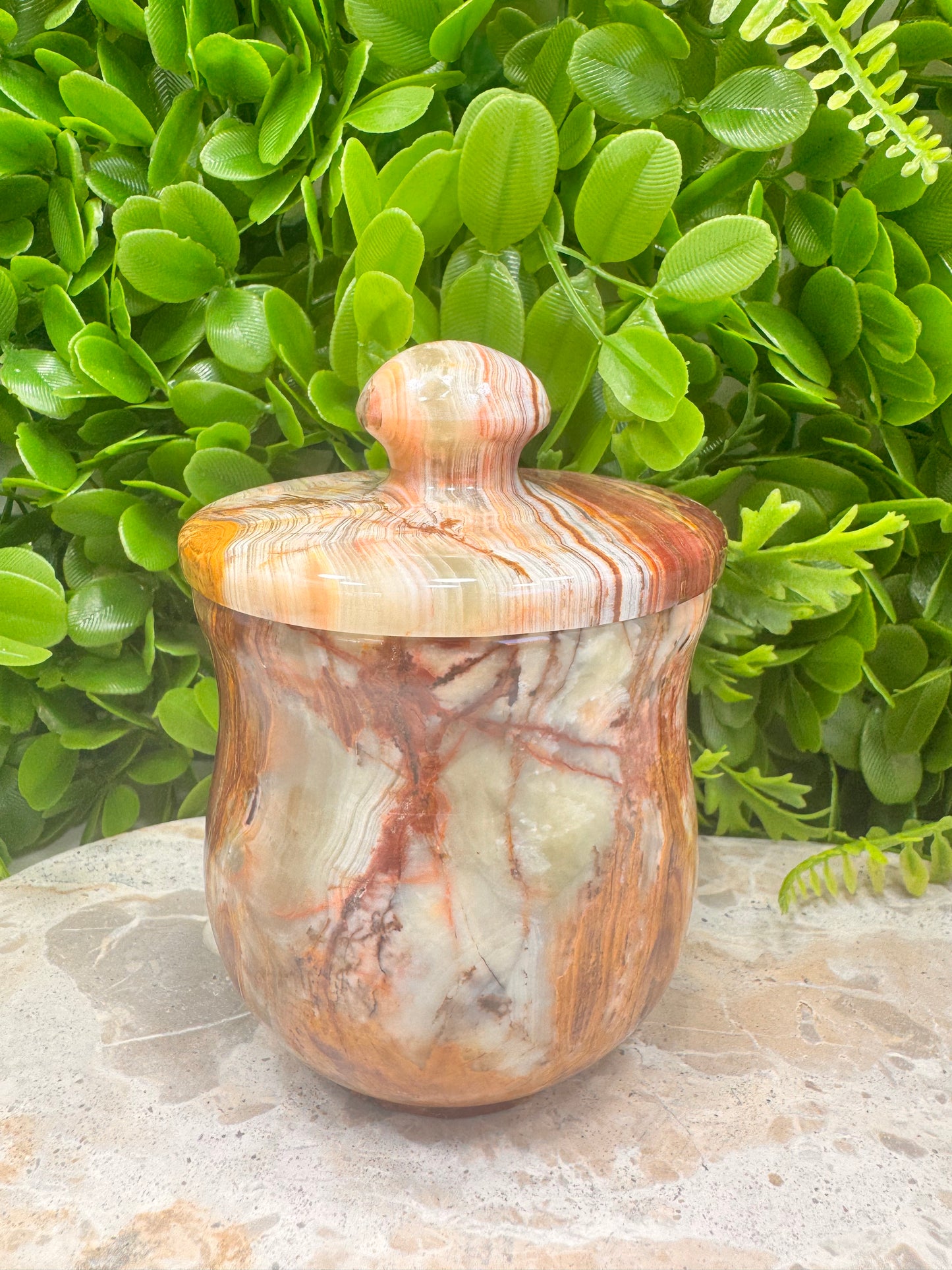 Green Banded Onyx Jar with lid 718g