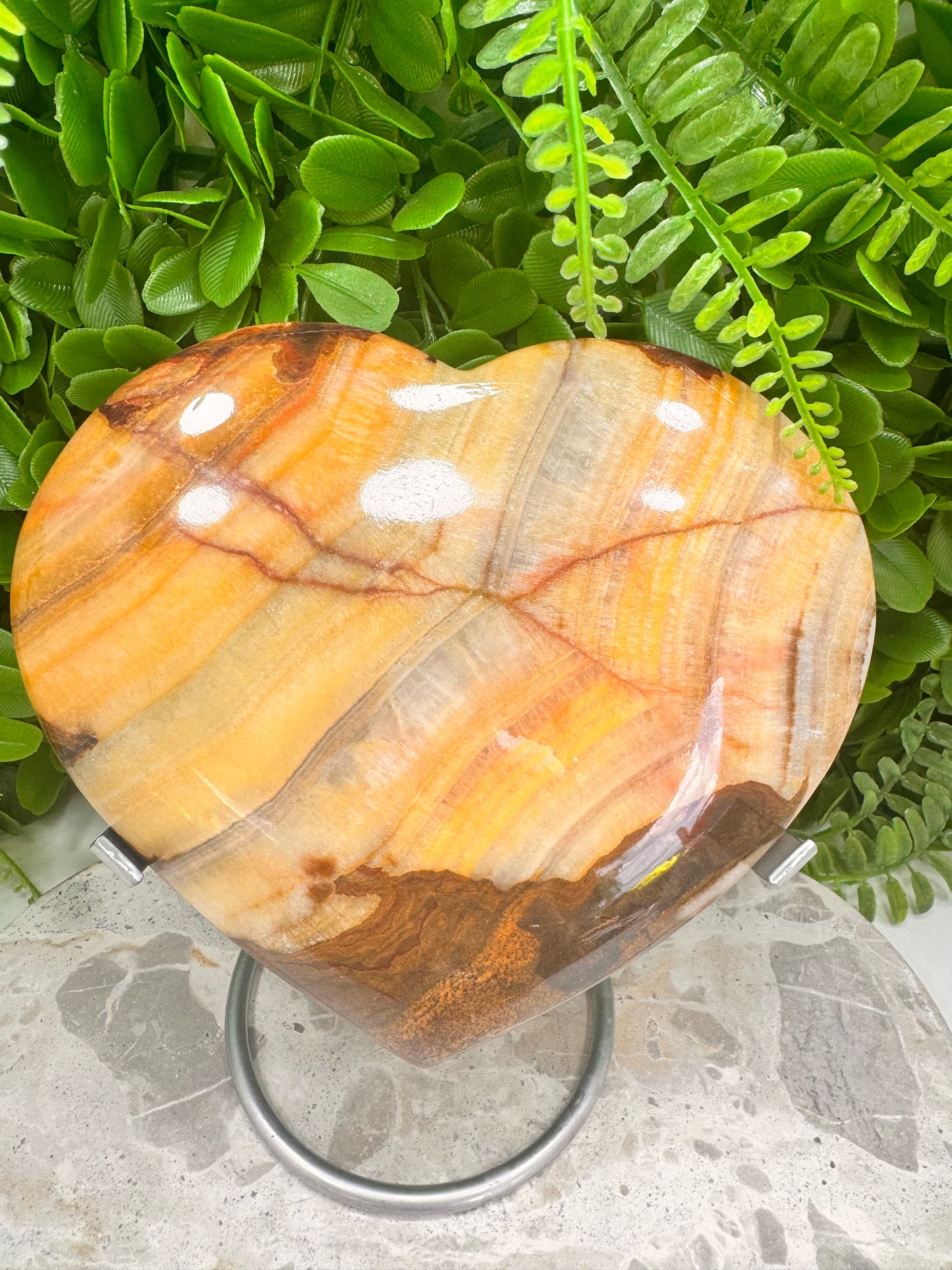 Peach Banded Calcite Heart 1060g