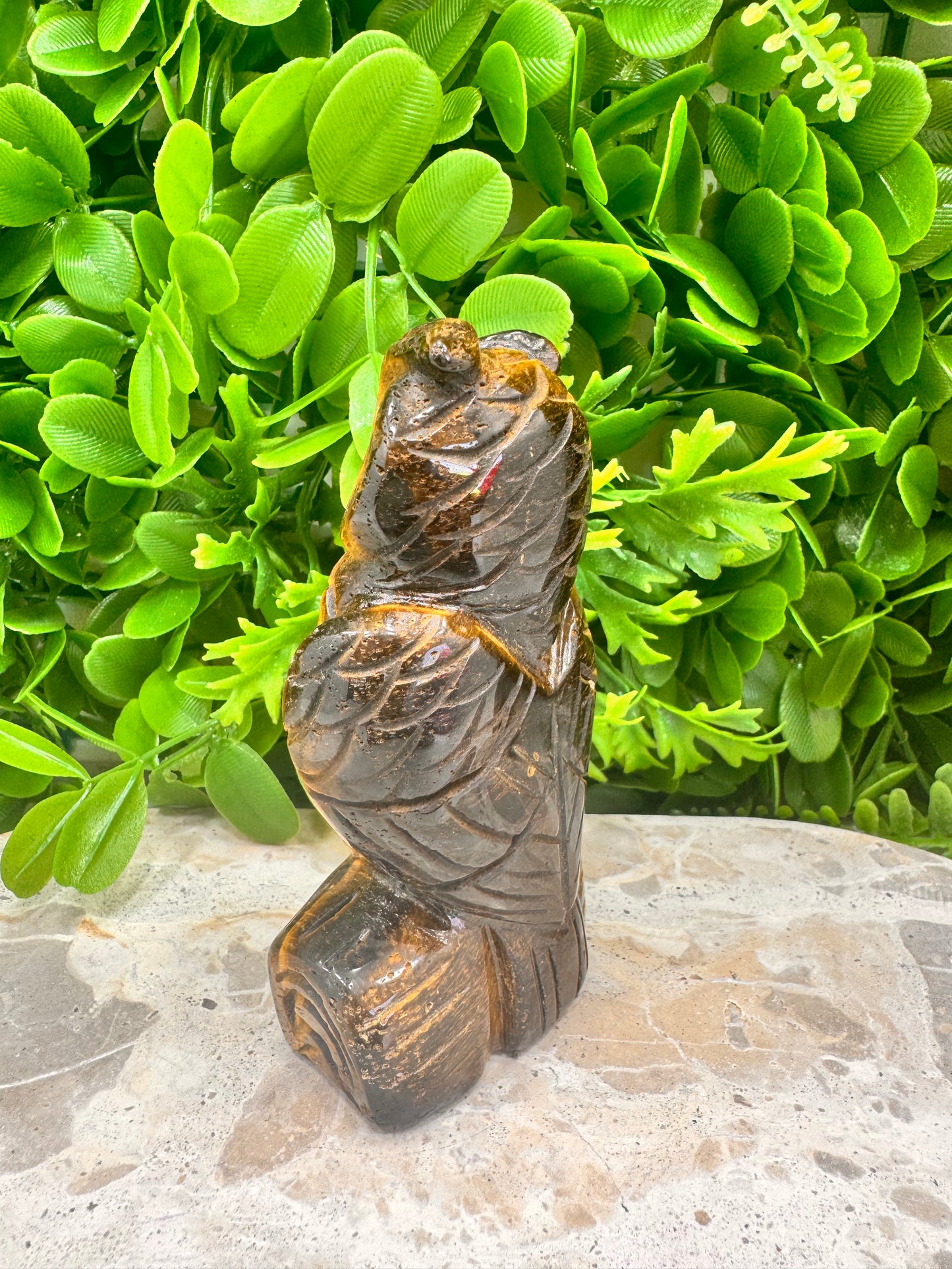 Tiger Eye Owl on A log 370g