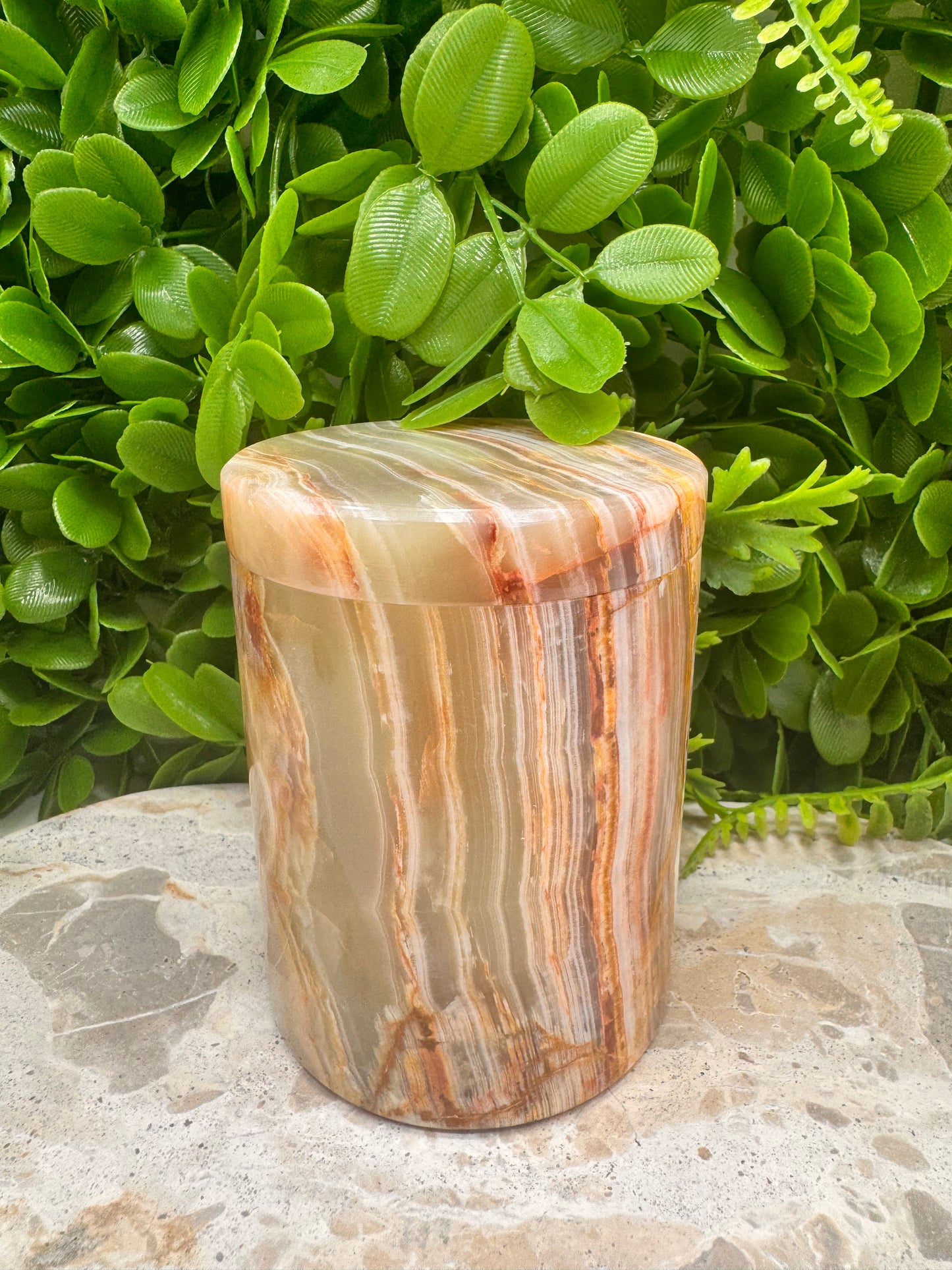 Green Banded Onyx Jar with lid 2 pce 608g