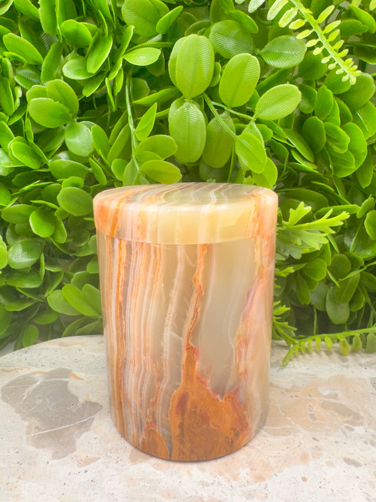 Green Banded Onyx Jar with lid 2 pce 608g