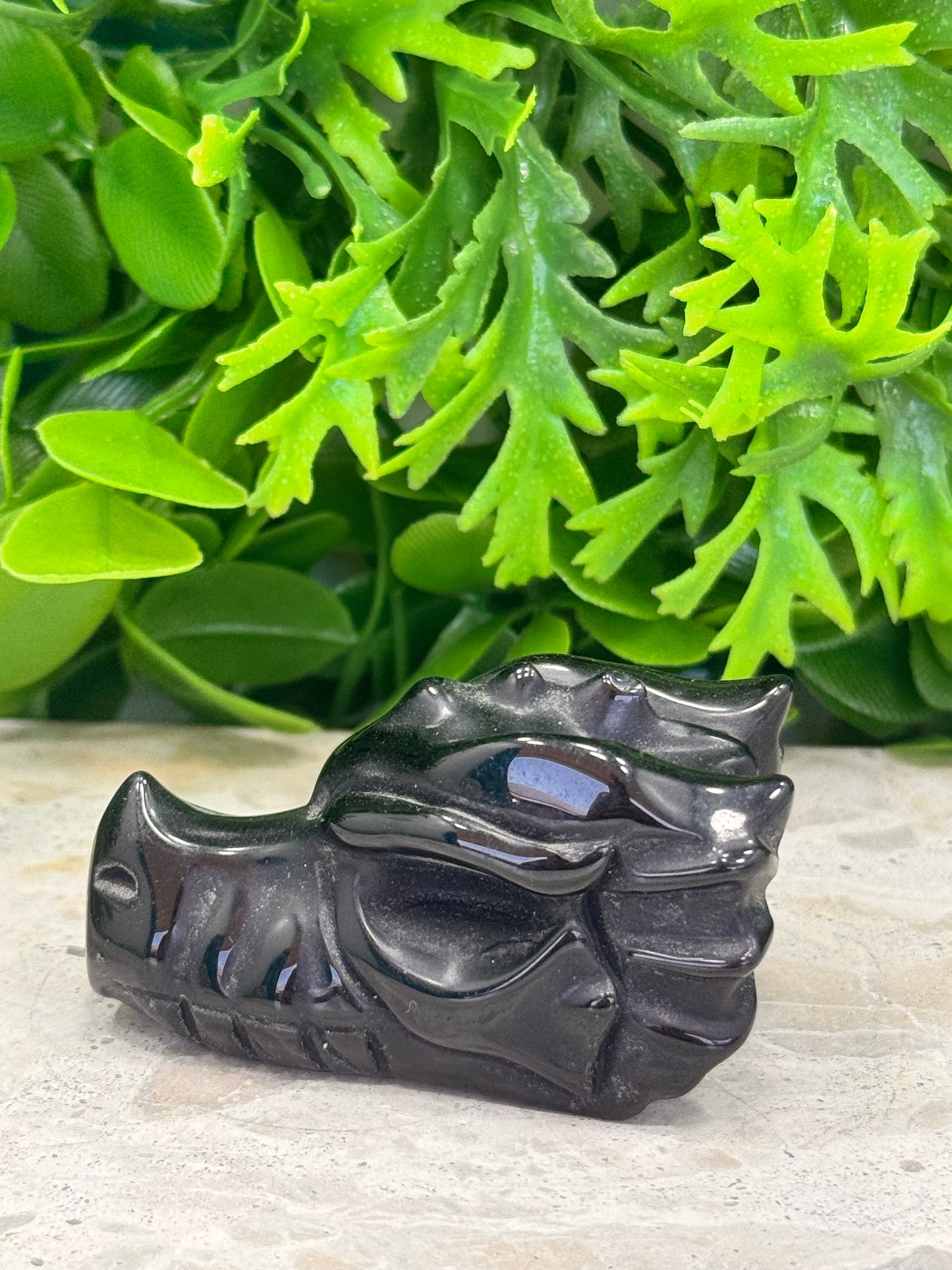 Black Obsidian Dragon Skull 80g
