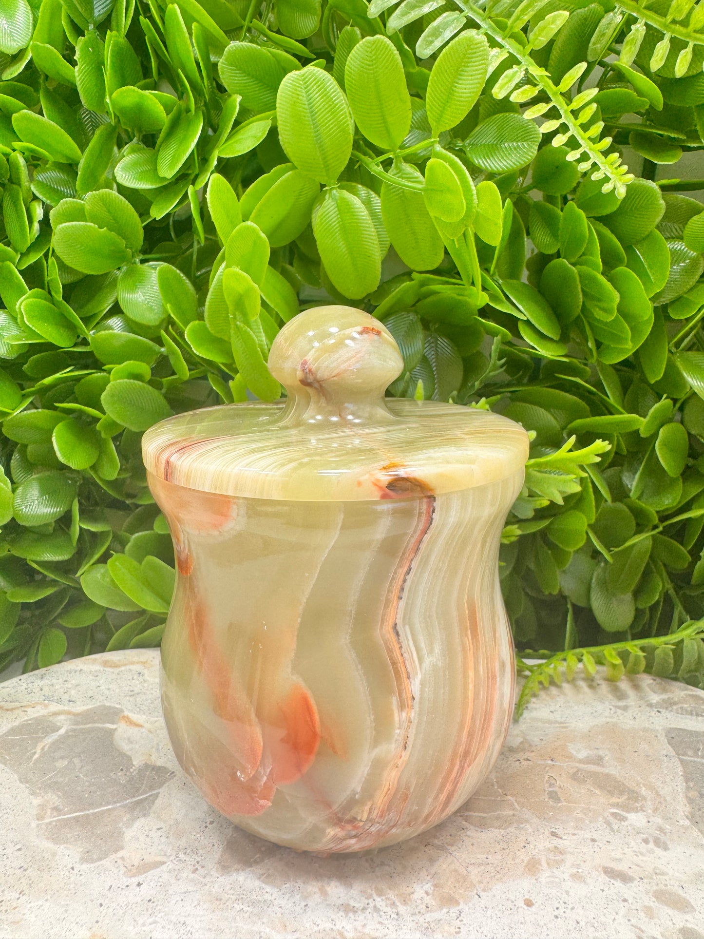 Green Banded Onyx Jar with lid 696g