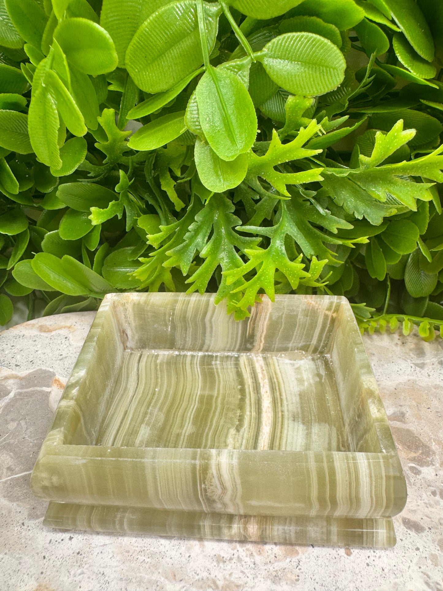 Green Banded Onyx Trinket Jewellery Box with lid 576g
