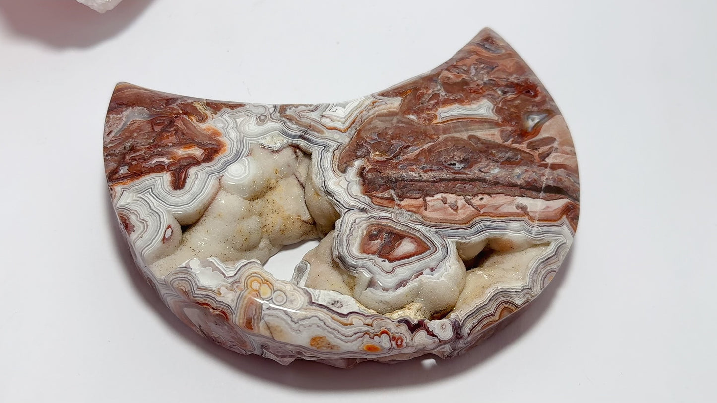 Mexican Agate Moon with Stand 630g