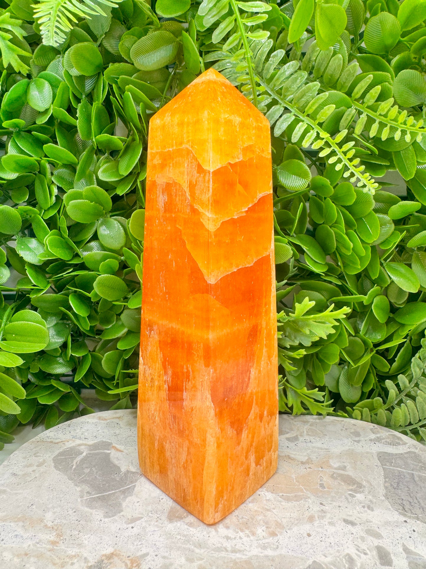 Crystalised Orange Calcite Tower 1368g