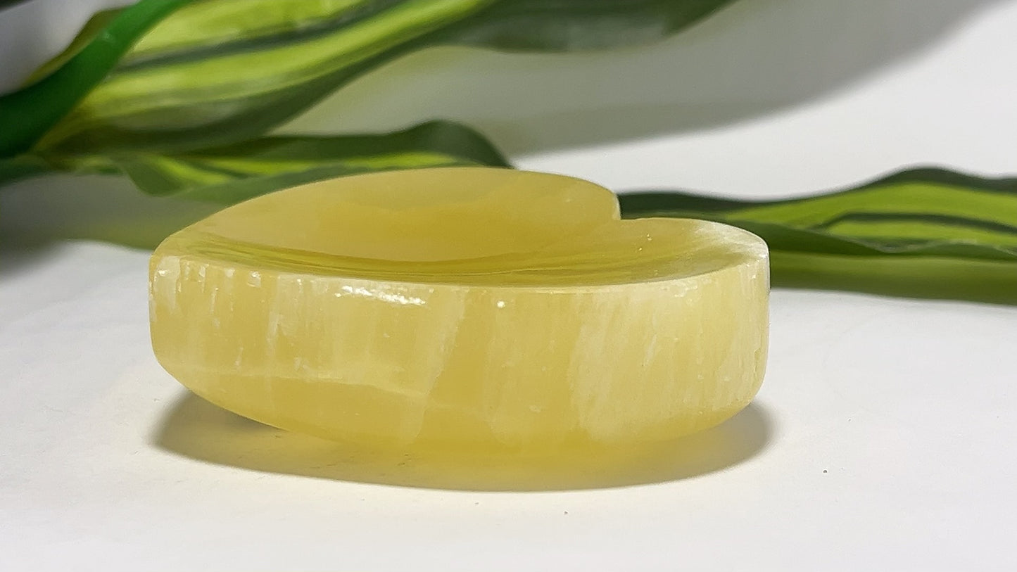 Lemon Calcite Heart Bowl 224g