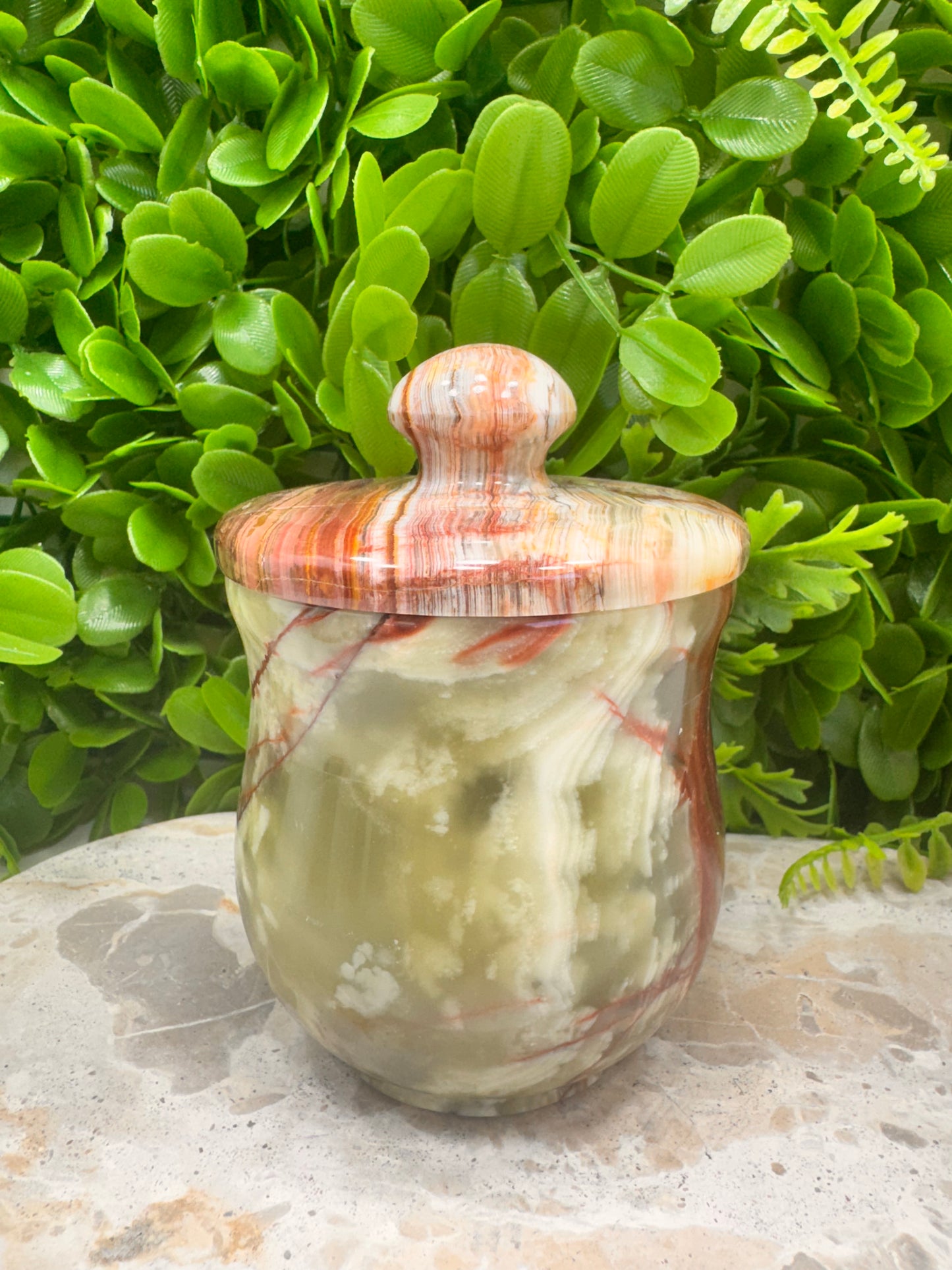 Green Banded Onyx Jar with lid 718g