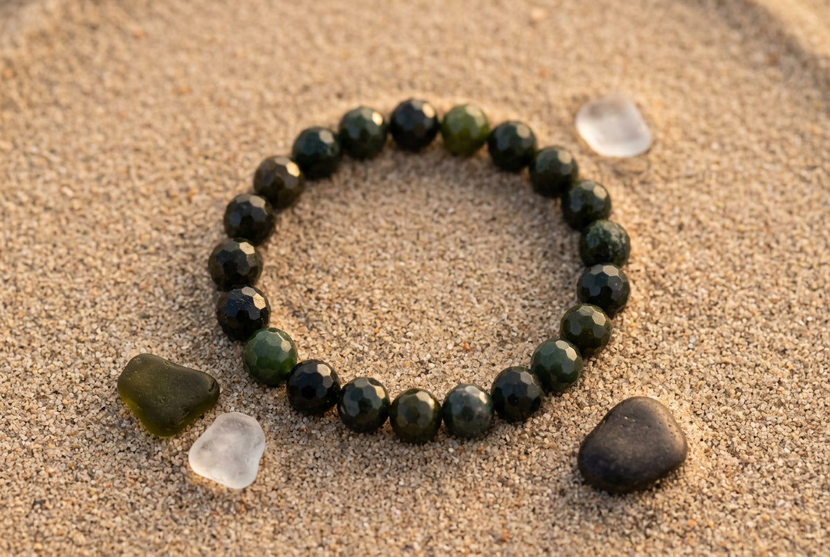 Faceted Moss Agate Bracelet | Growth • Abundance • Grounding