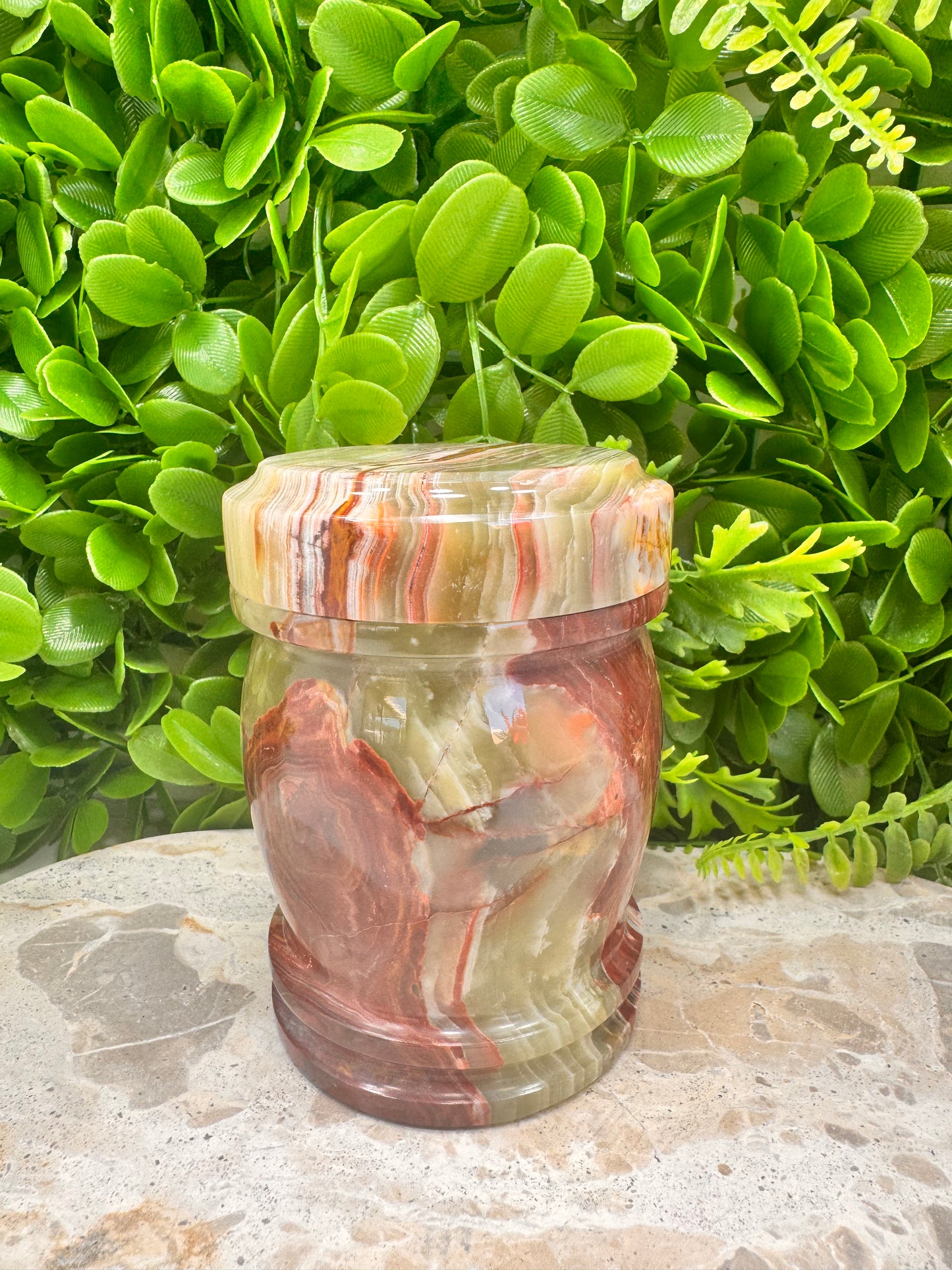 Green Banded Onyx Jar with lid 2 pce 580g