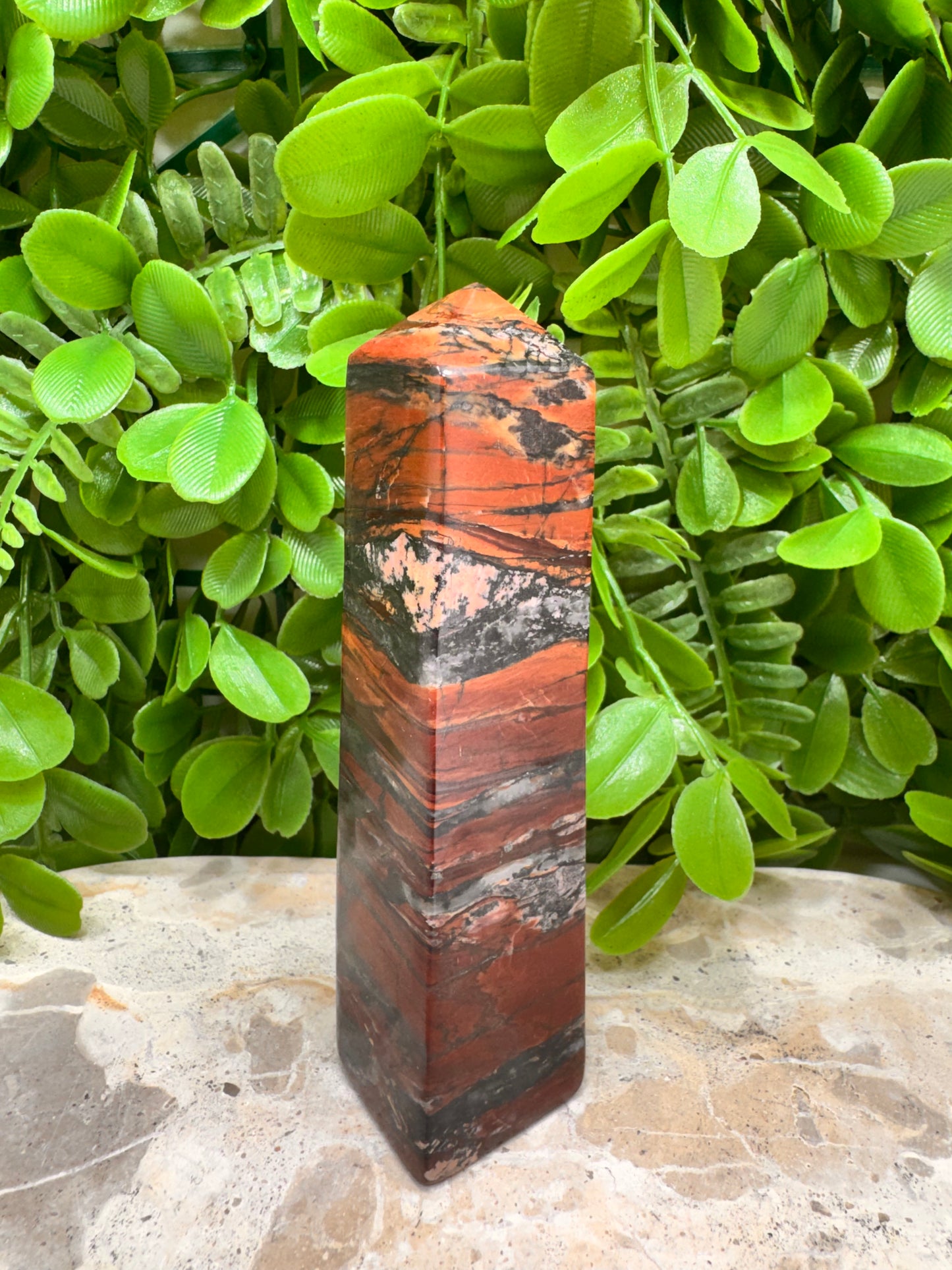 Tiger Ore/Rhodonite Tower 242g