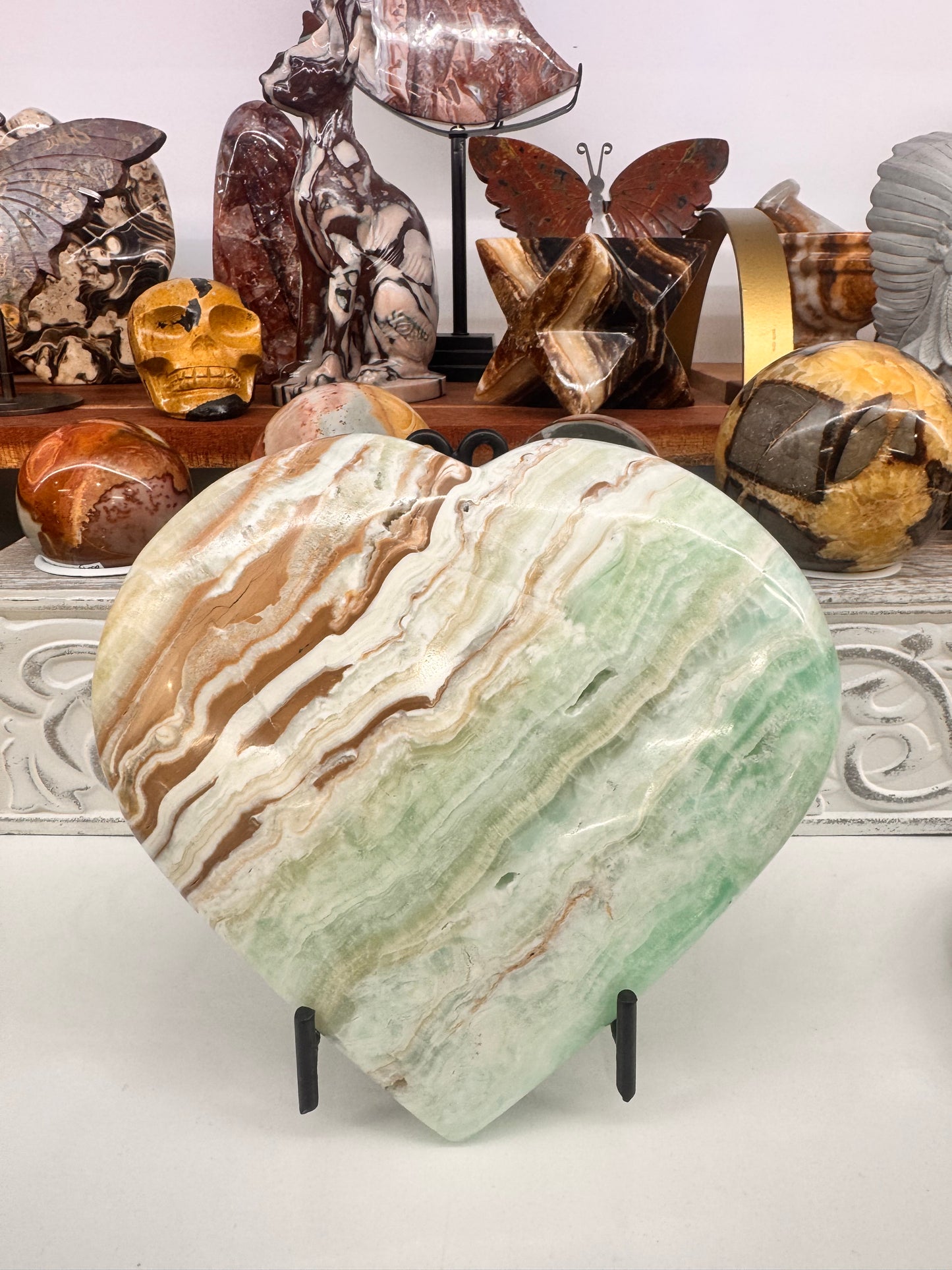 Blue Caribbean Calcite Heart 1252g