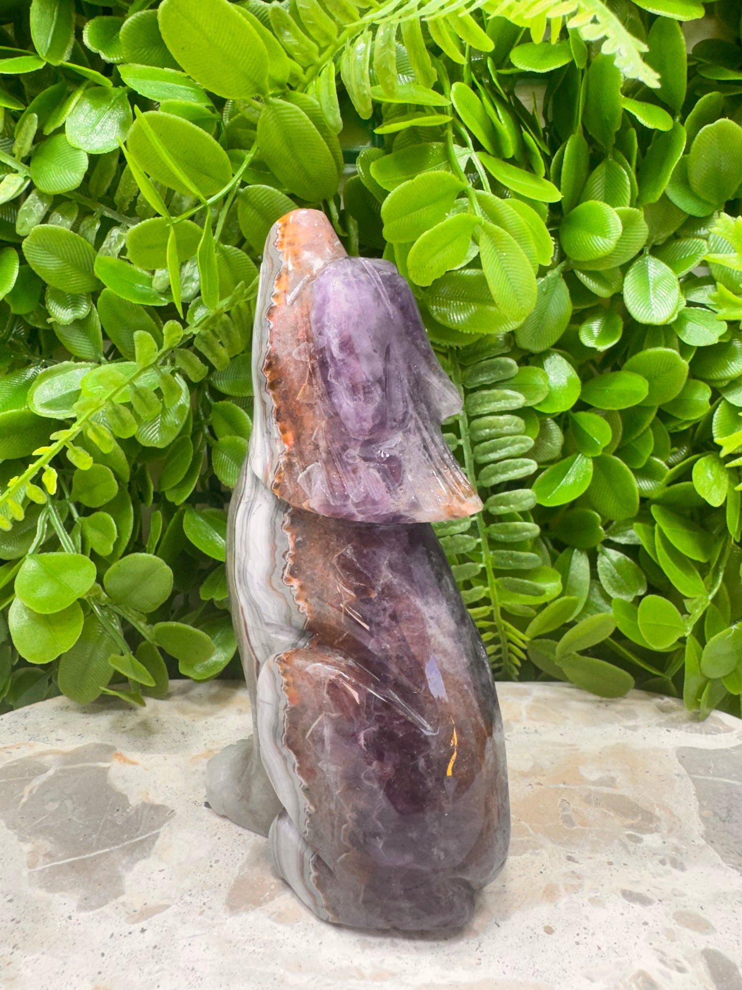Amethyst/Mexican Agate Wolf 610g