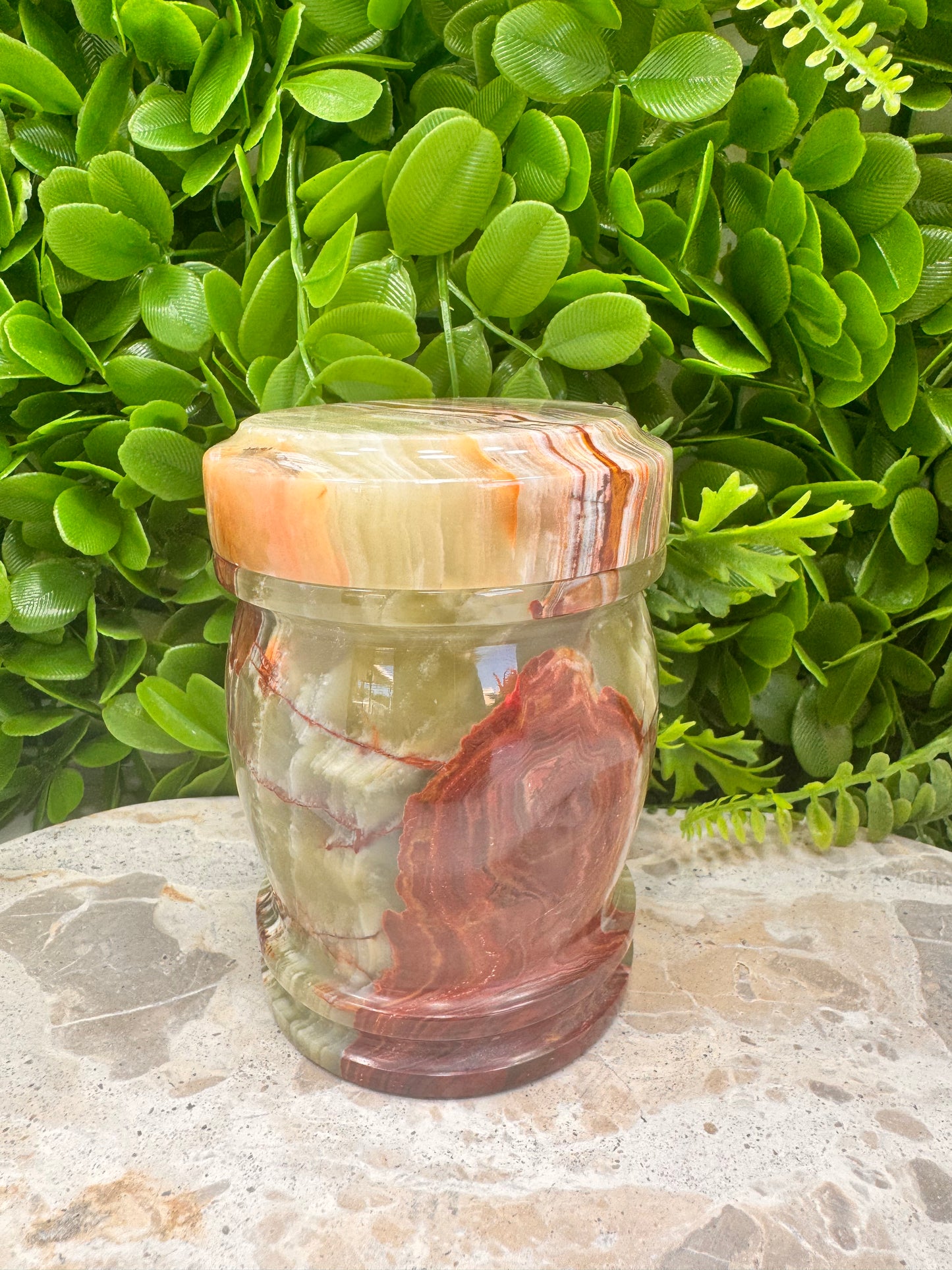 Green Banded Onyx Jar with lid 2 pce 580g