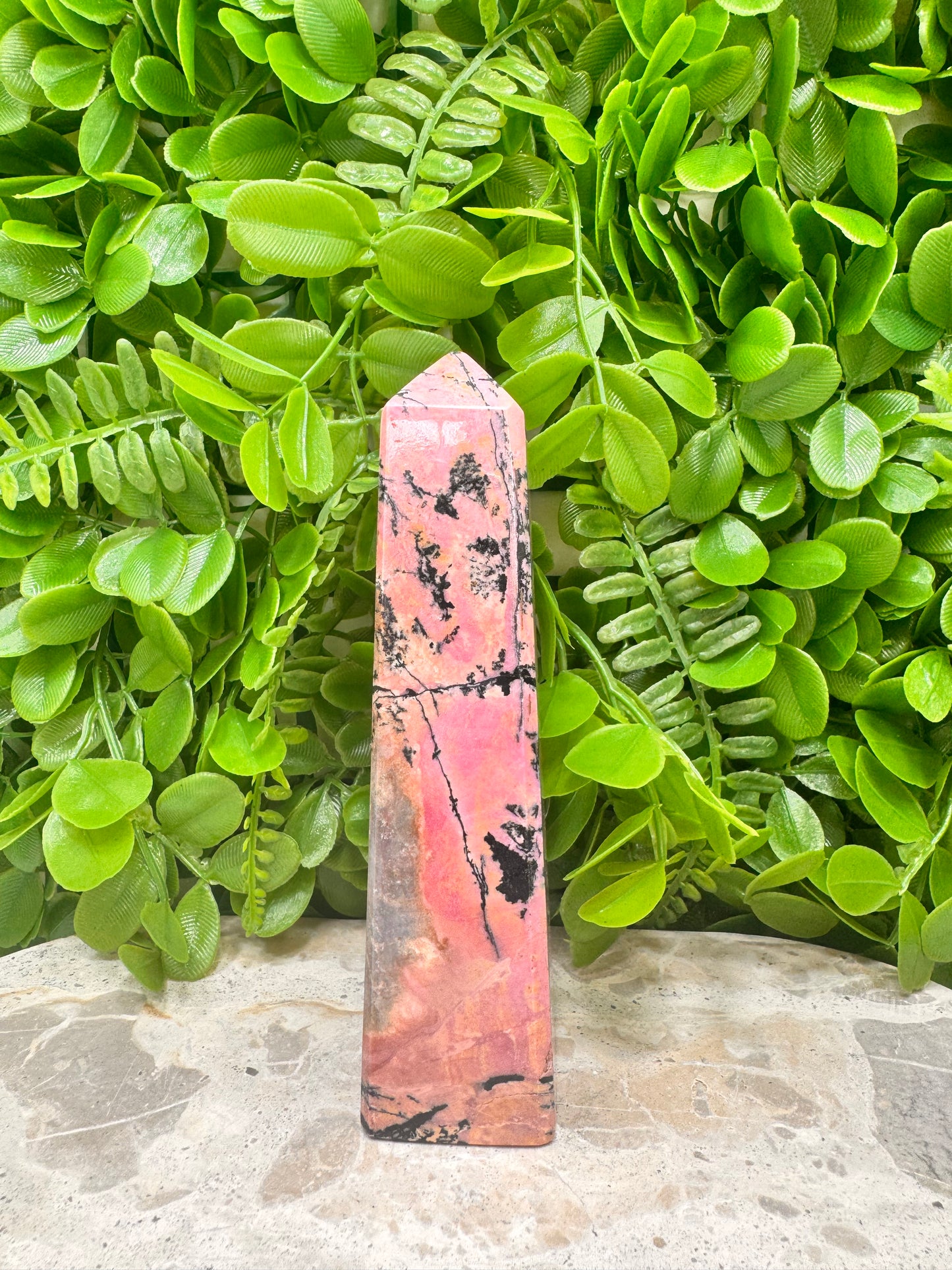 Peach Banded Calcite Tower 264g
