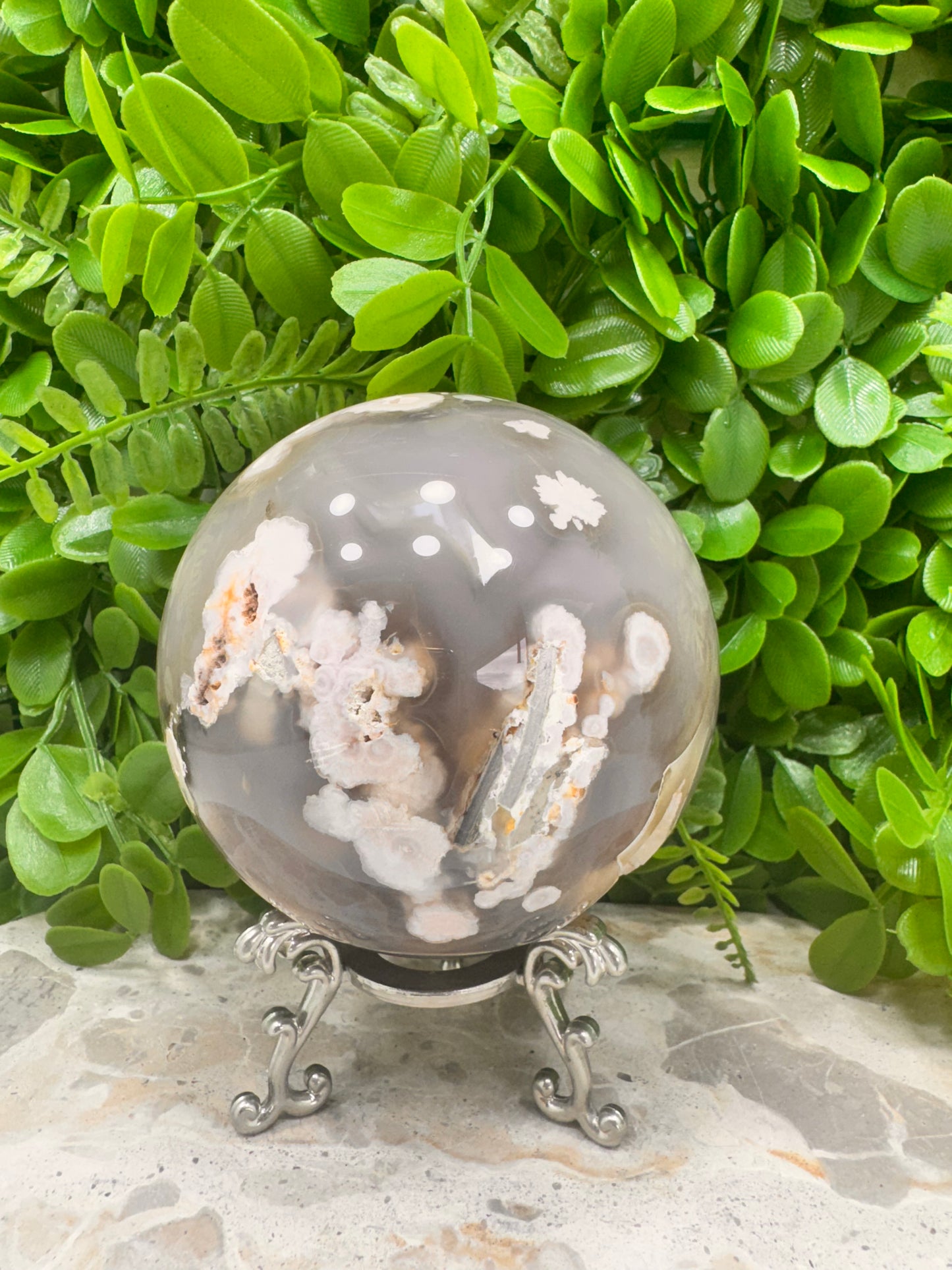 Flower Agate Sphere 1314g