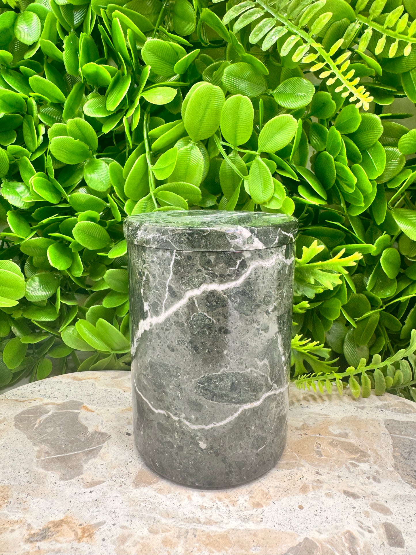 Black Zebra Jasper Jar with lid 570g