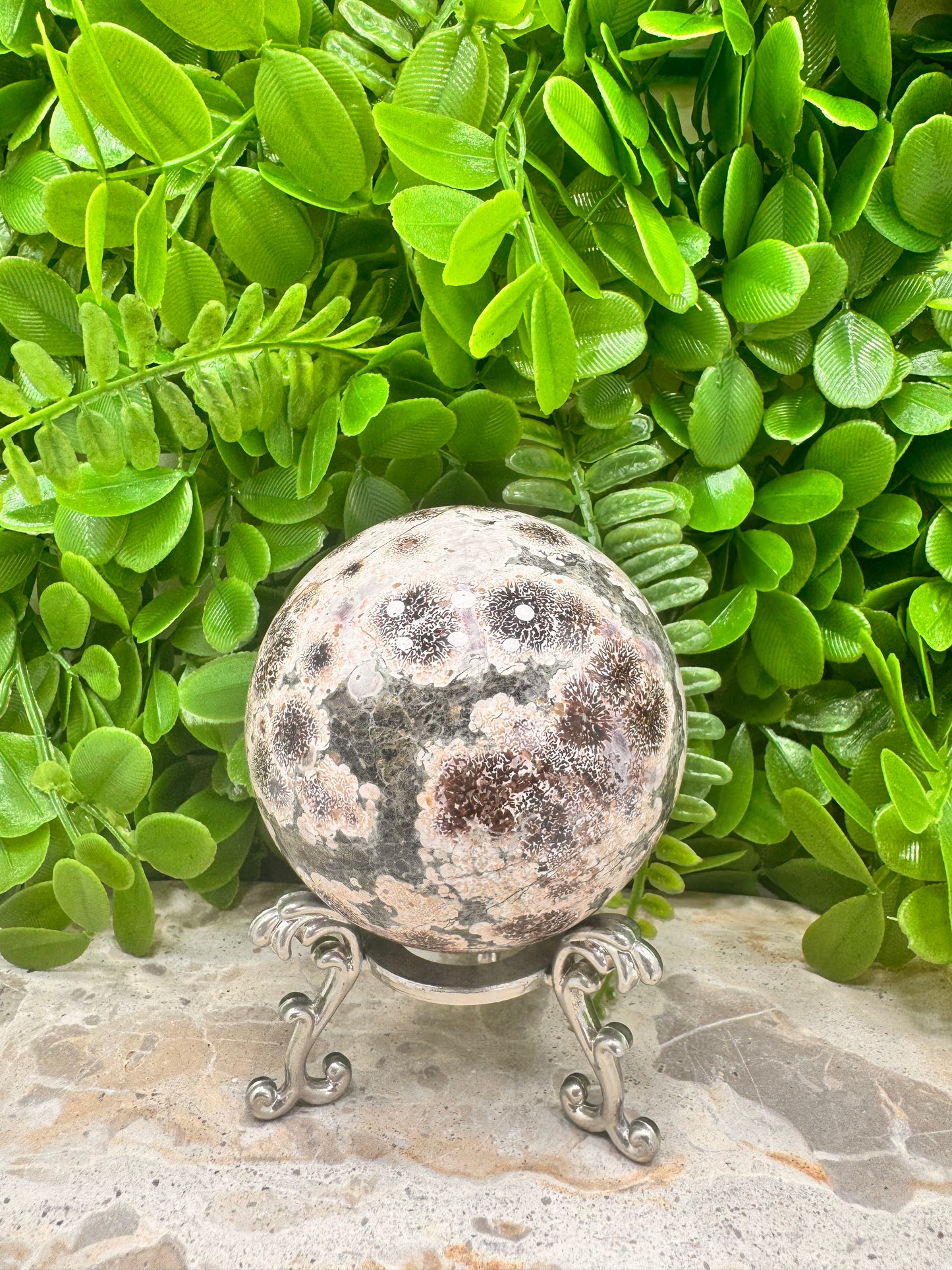 Russian Flower Agate Sphere 559g