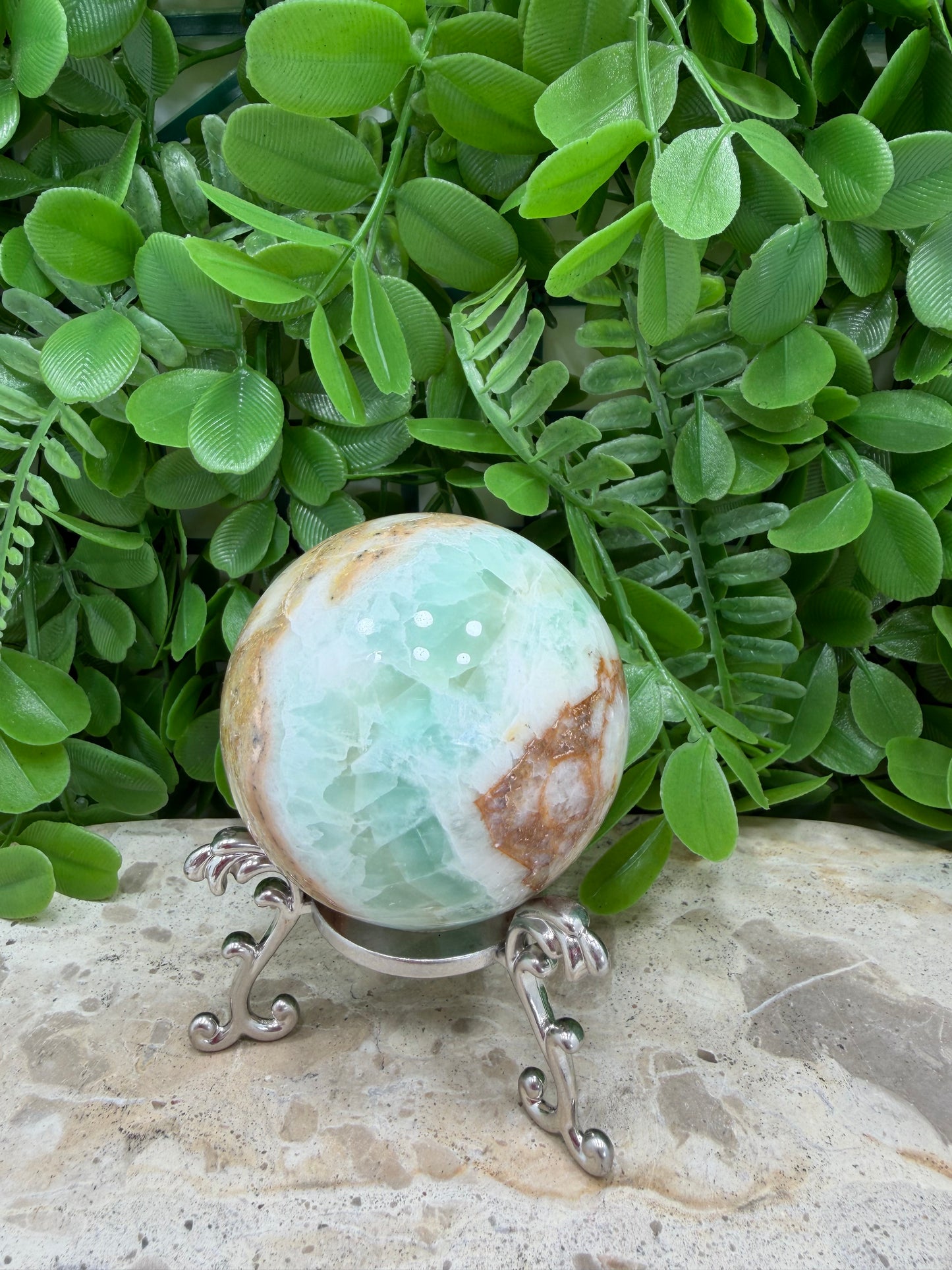 Green Ocean Calcite Sphere 350g