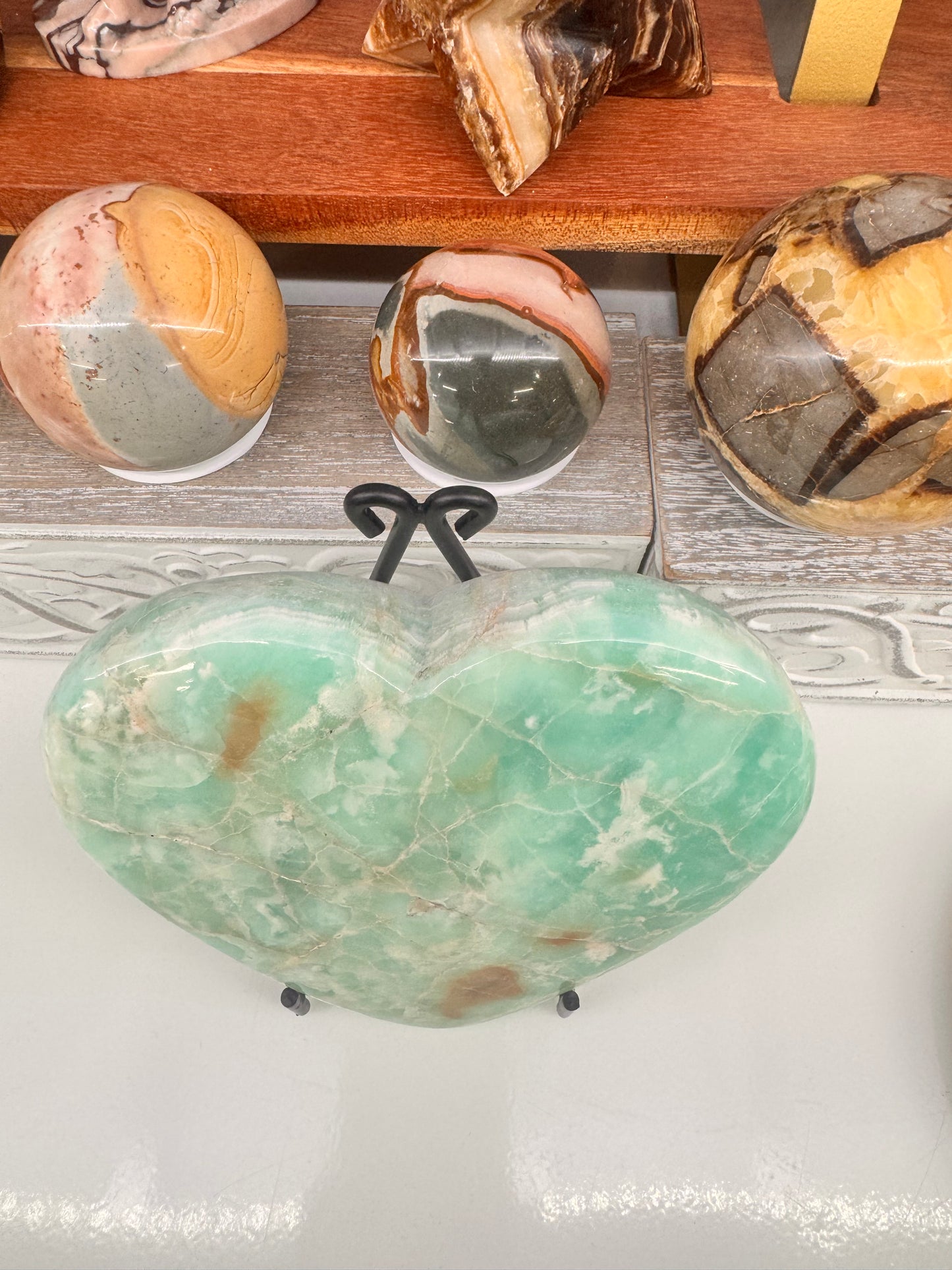 Aragonite & Smithsonite Heart 1092g